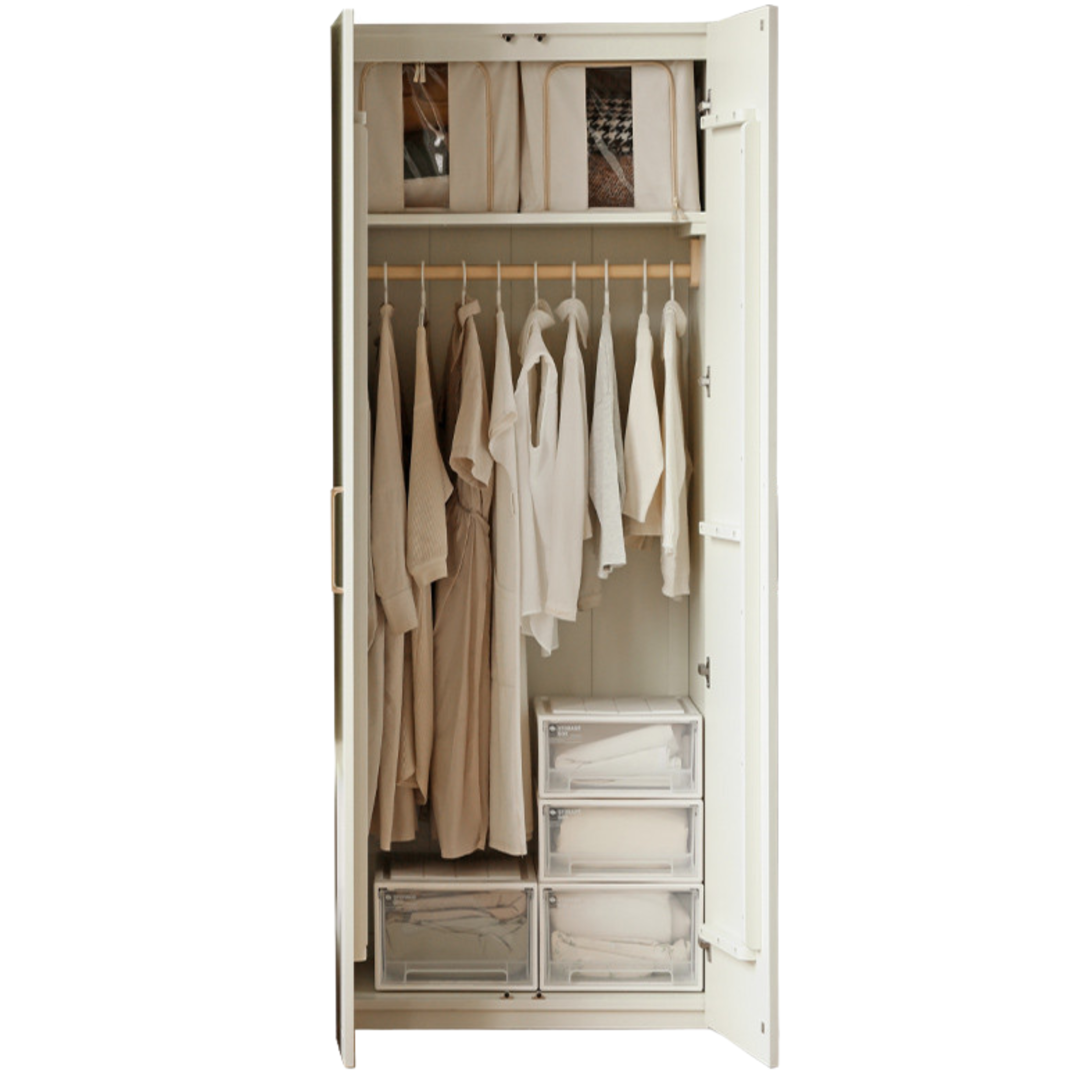 Pine Solid Wood Wardrobe French Cream Style: