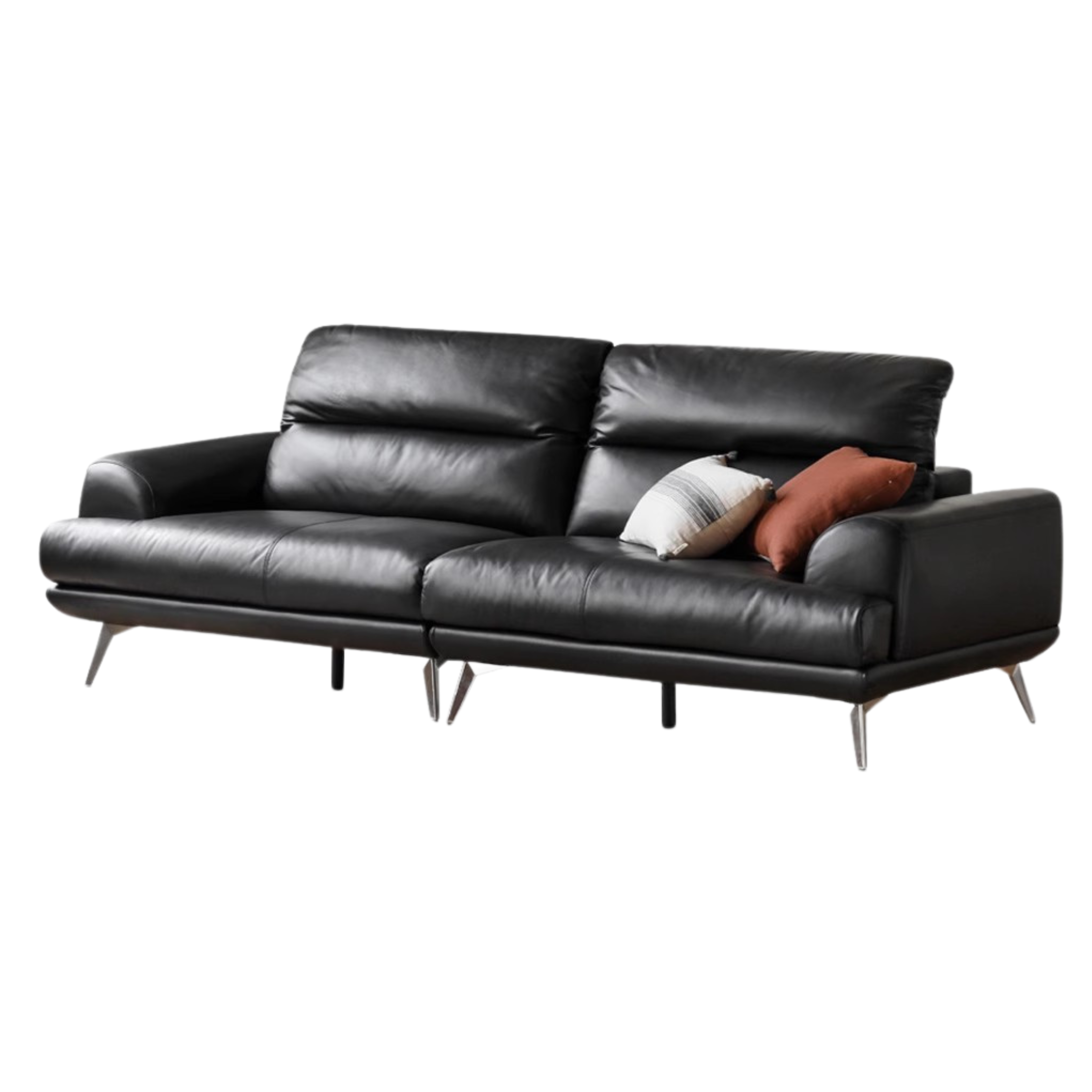 First layer cowhide modern black sofa)