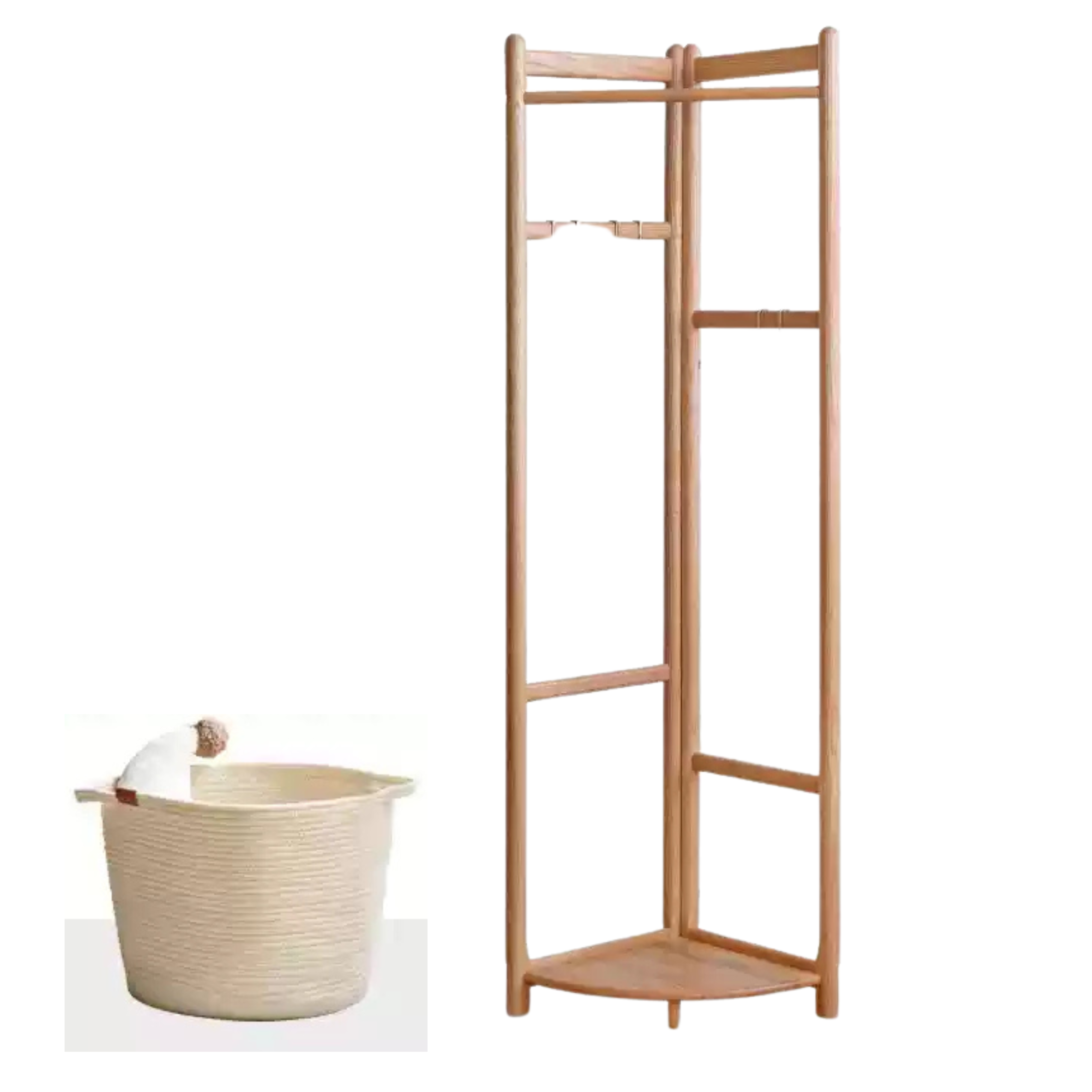 Oak Solid Wood Corner Hanger Rack