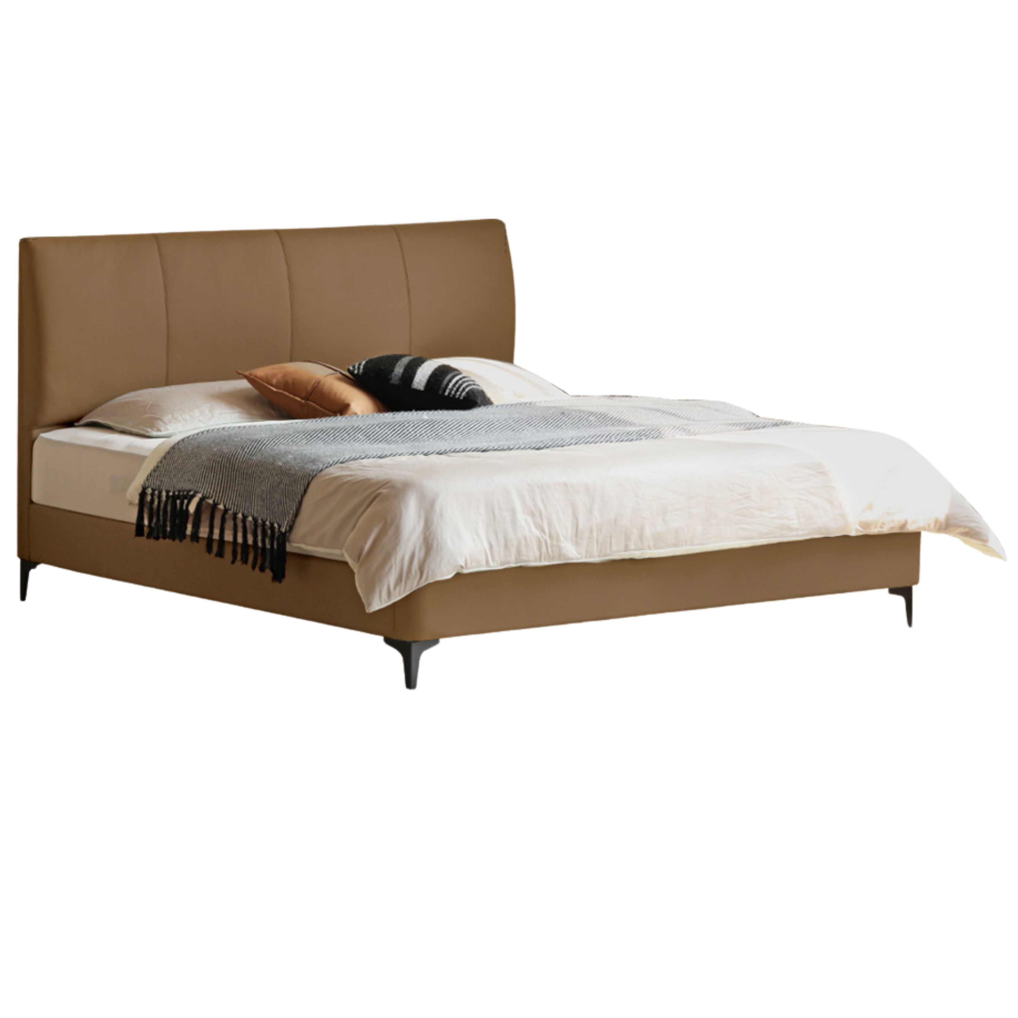 Leather curved design bed