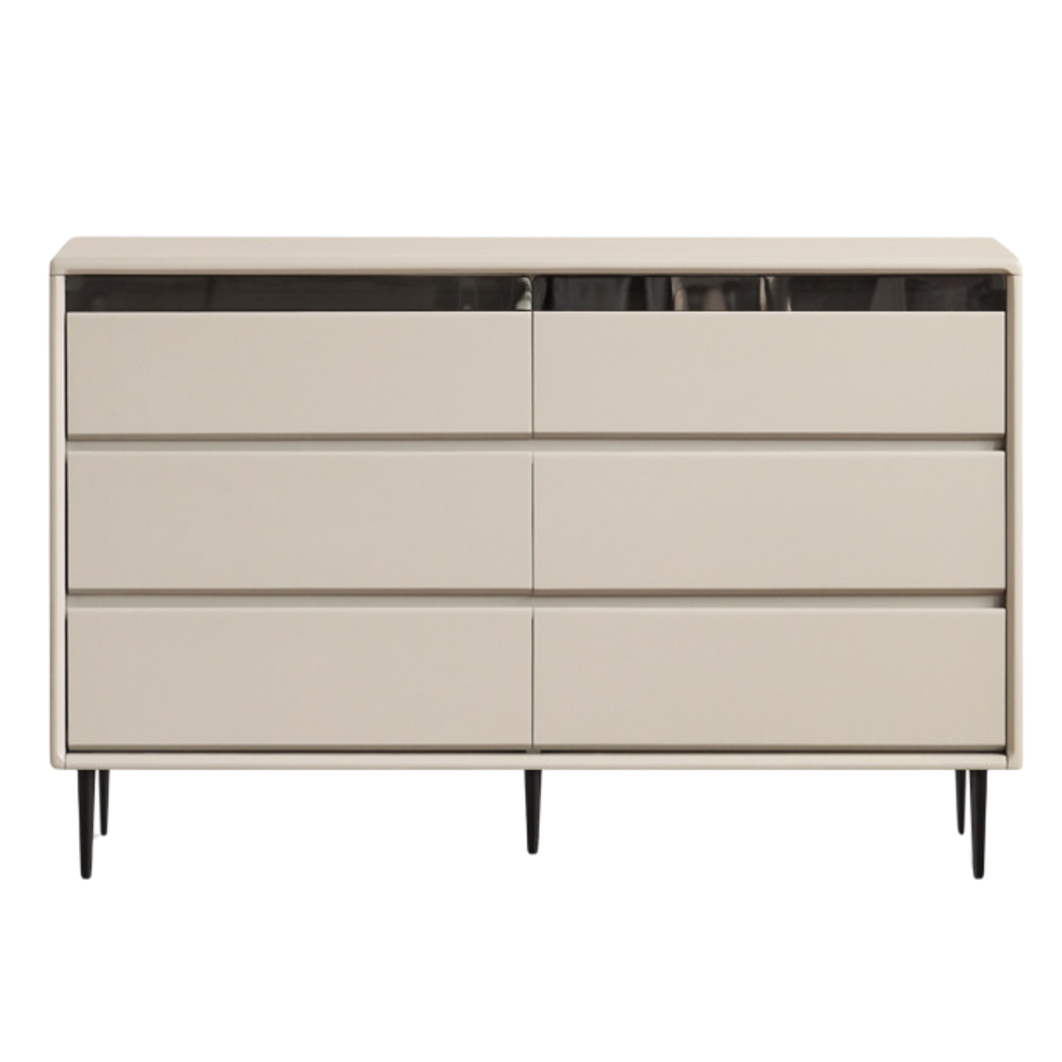 Tulip, Rubber Solid Wood Light Luxury Gray Chest of Drawers.