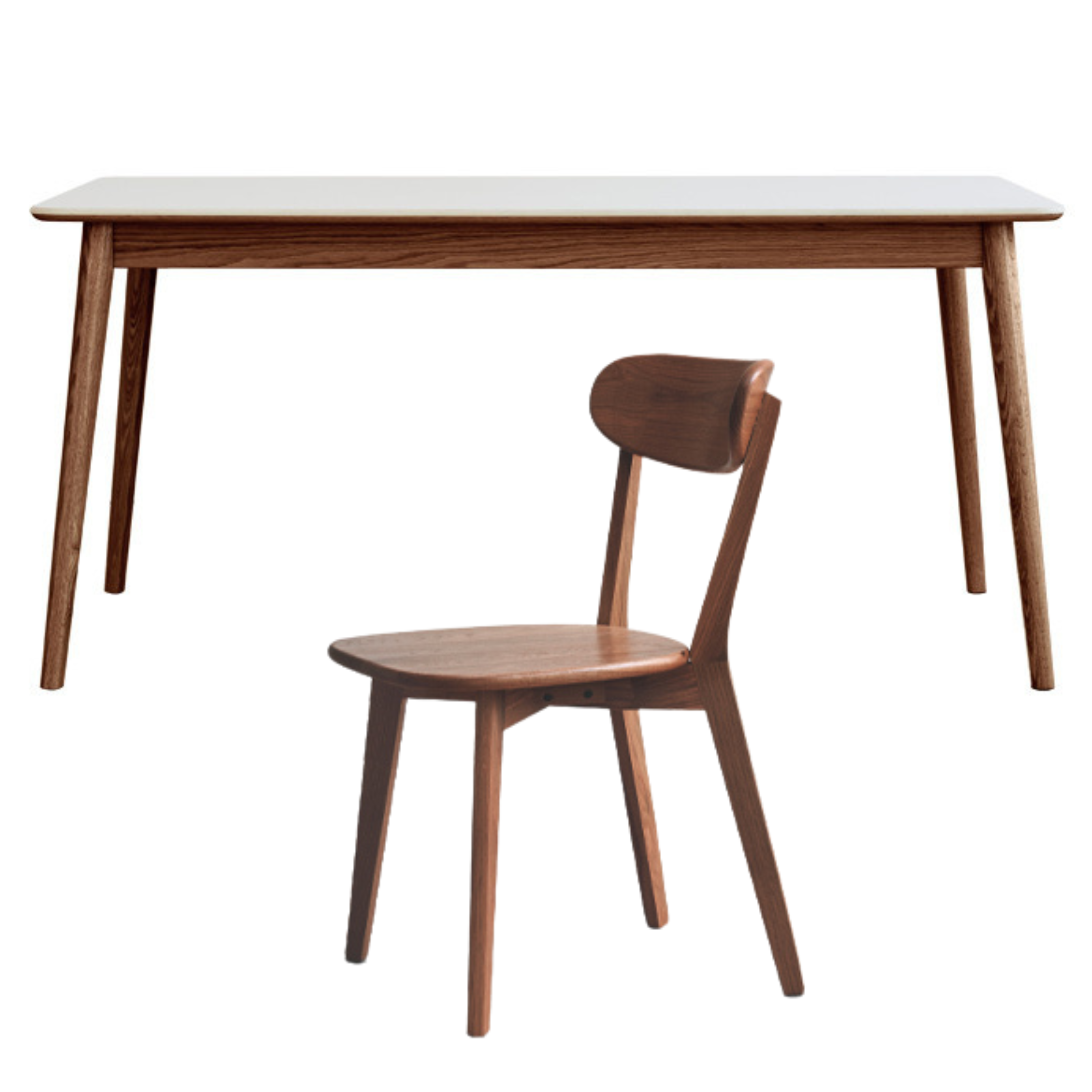 Oak Solid Wood Dining Table With Rock Slab Surface