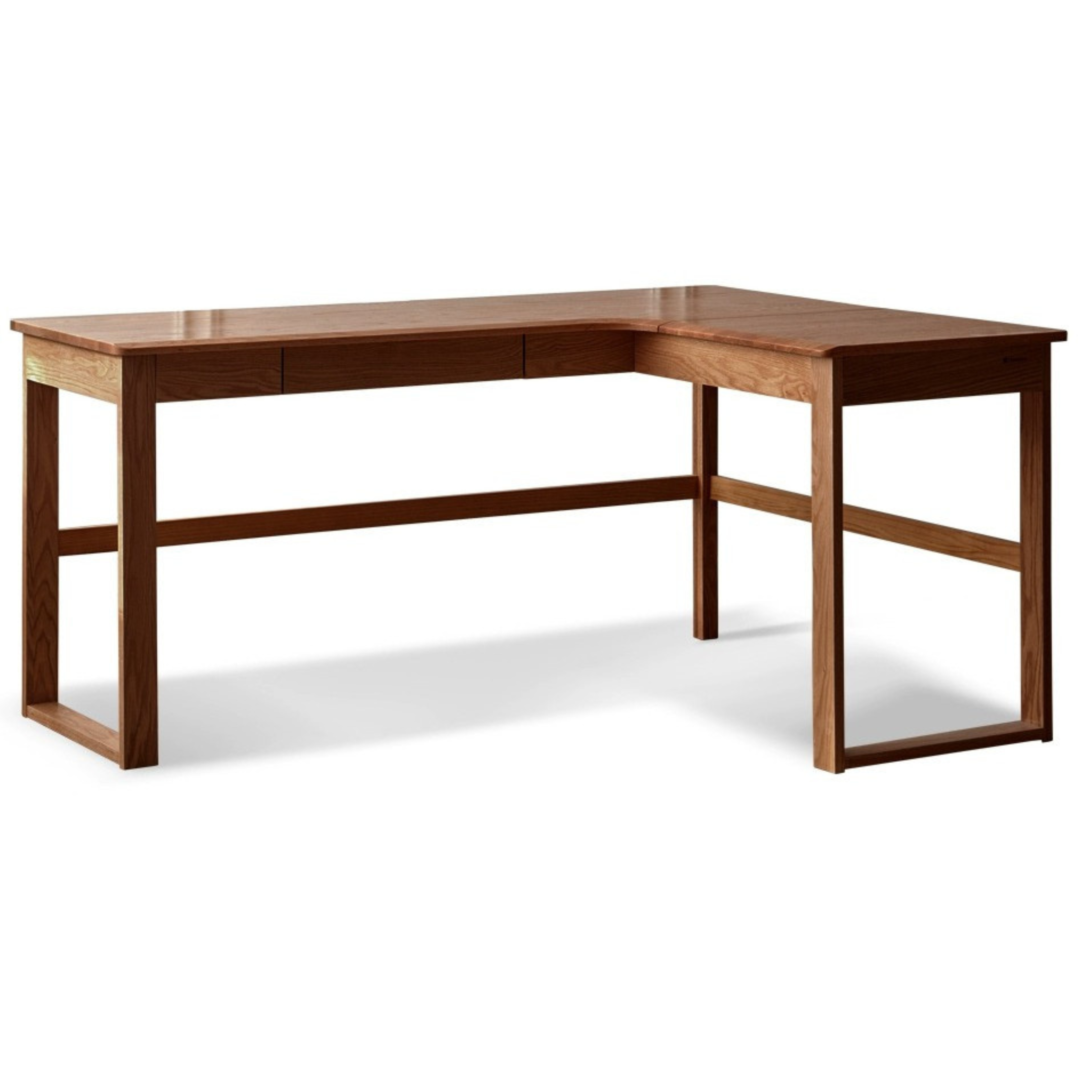 Oak Solid Wood L-shaped Corner Office Desk