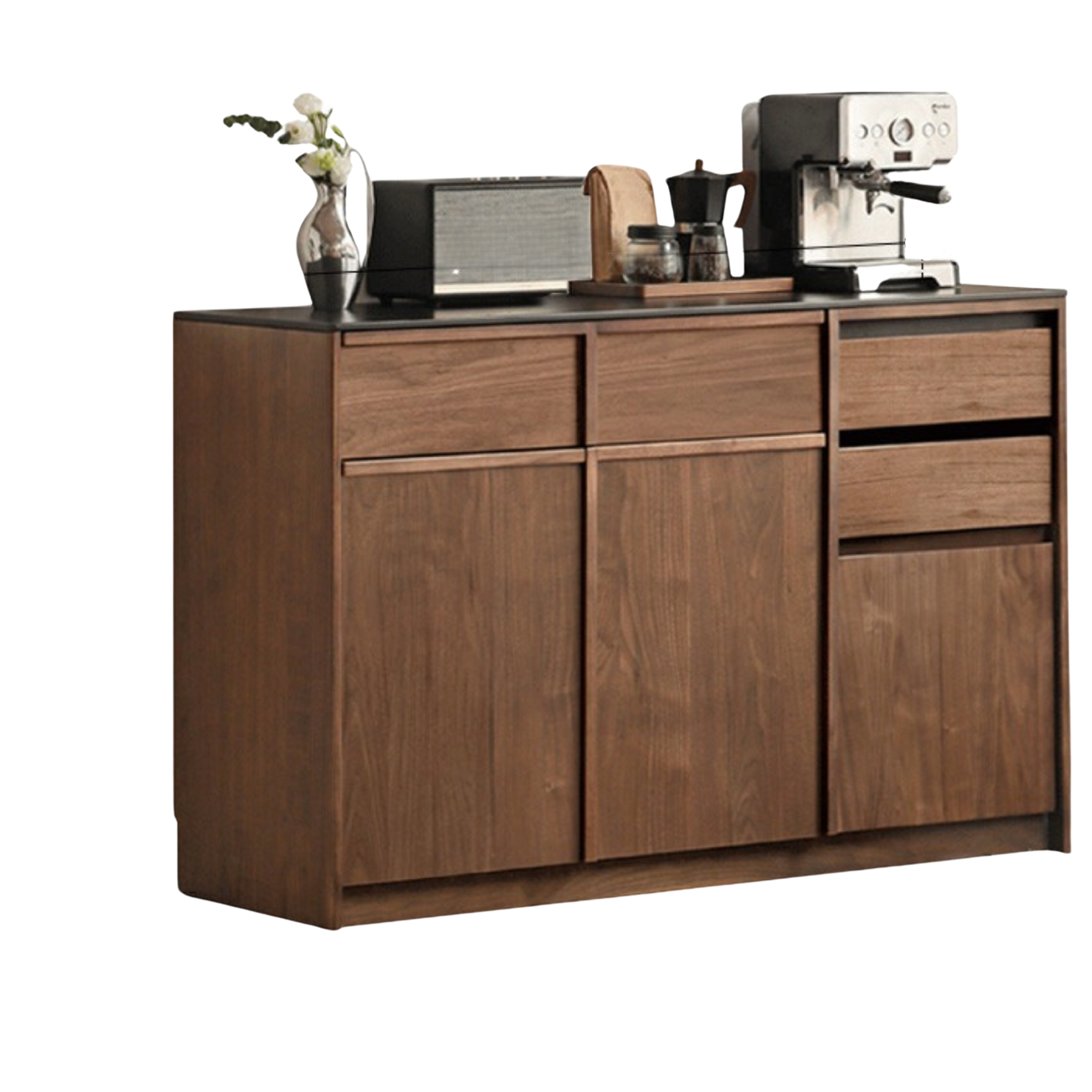 Black Walnut Solid Wood Dining Sideboard Rock Board Light Luxury