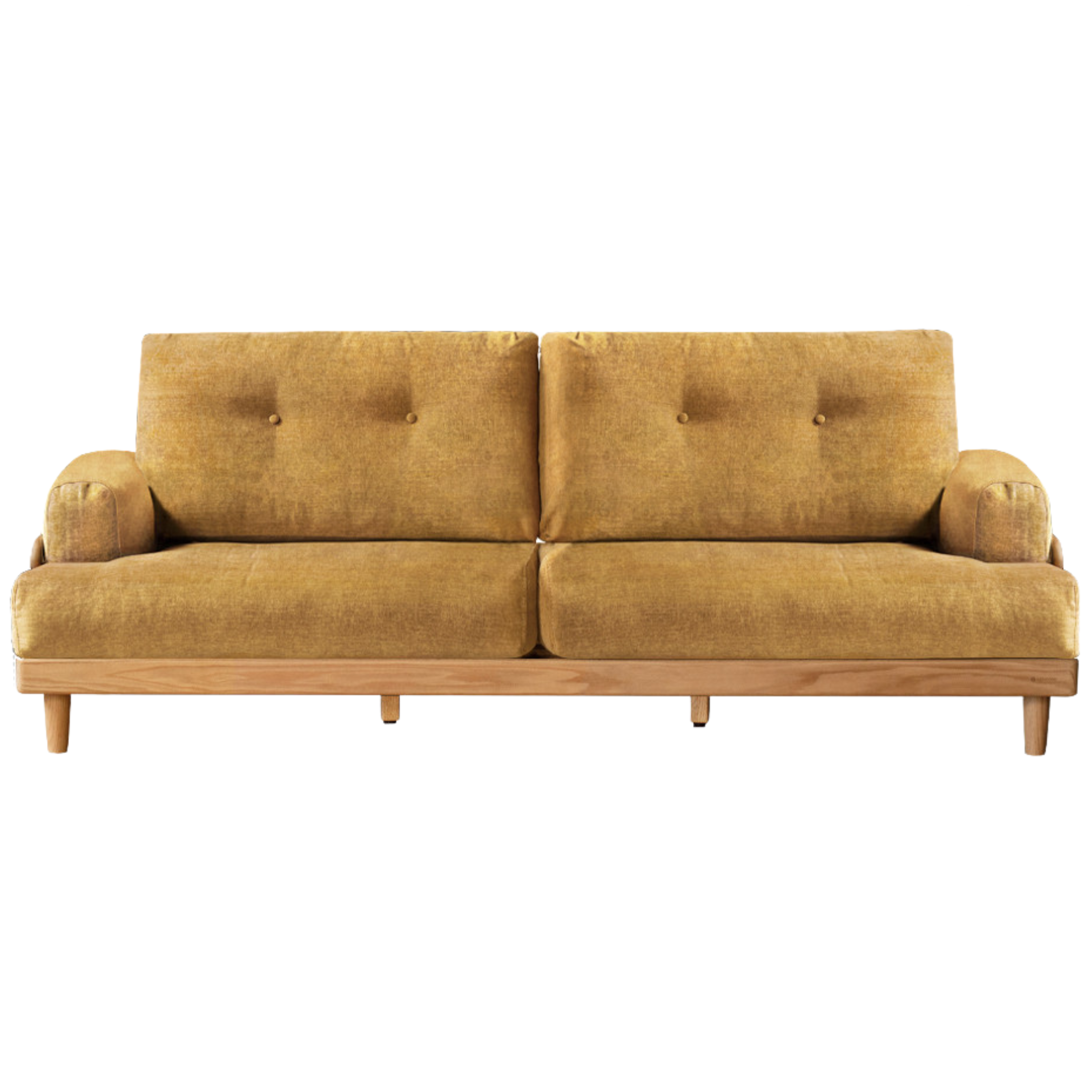 Oak Solid Wood Leather, Fabric High Back Sofa.