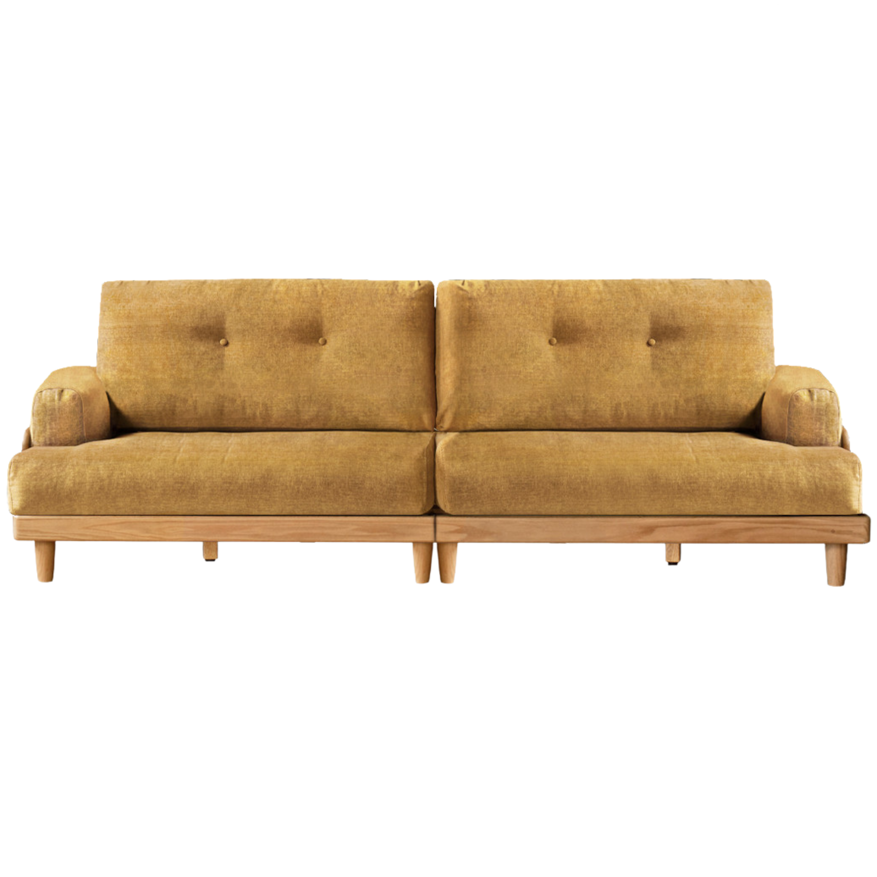 Oak Solid Wood Leather, Fabric High Back Sofa.
