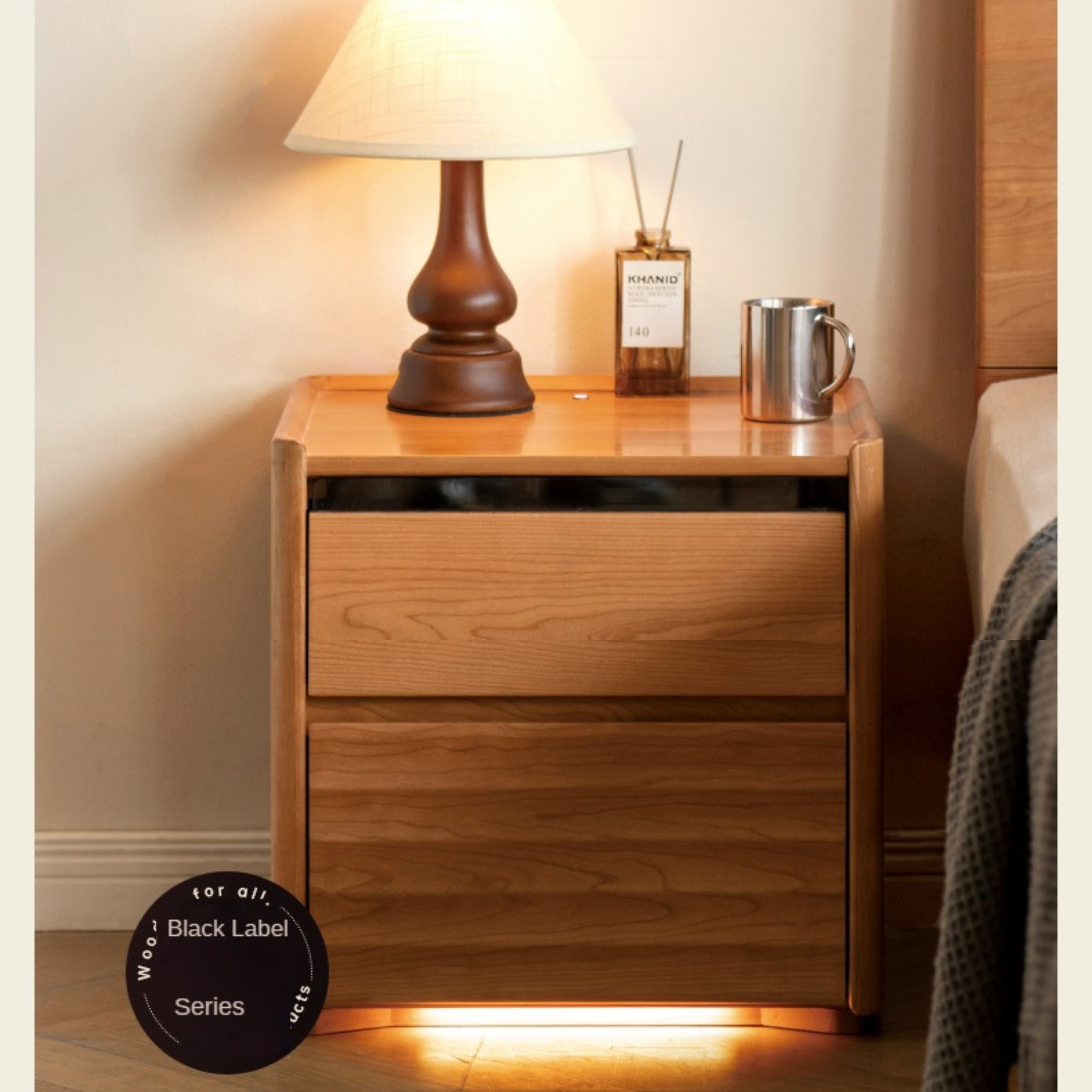 Cherry Solid Wood Retro Nightstand