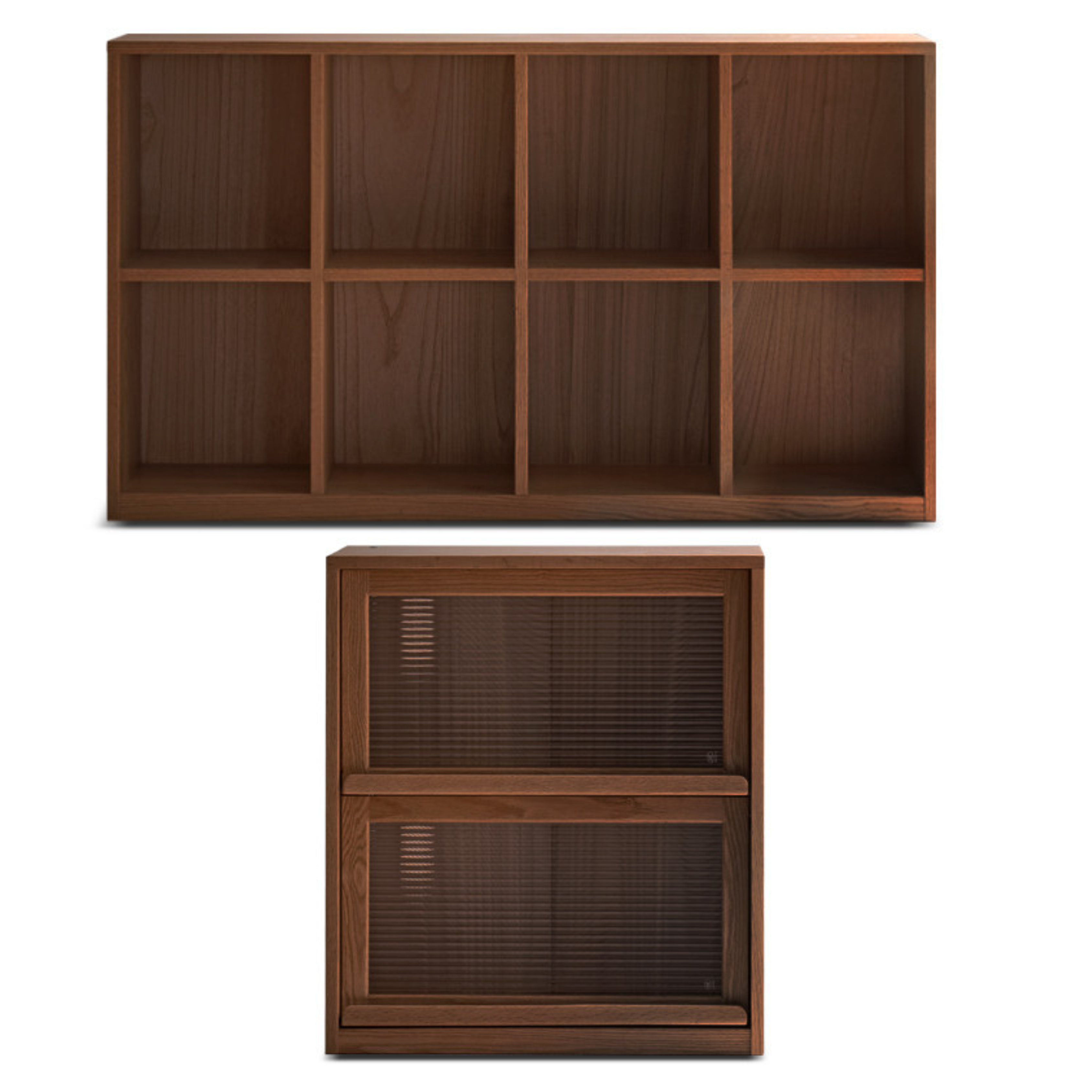 Black Walnut Solid Wood Low Bookshelf Wall Combination Floor-Standing Cabinet