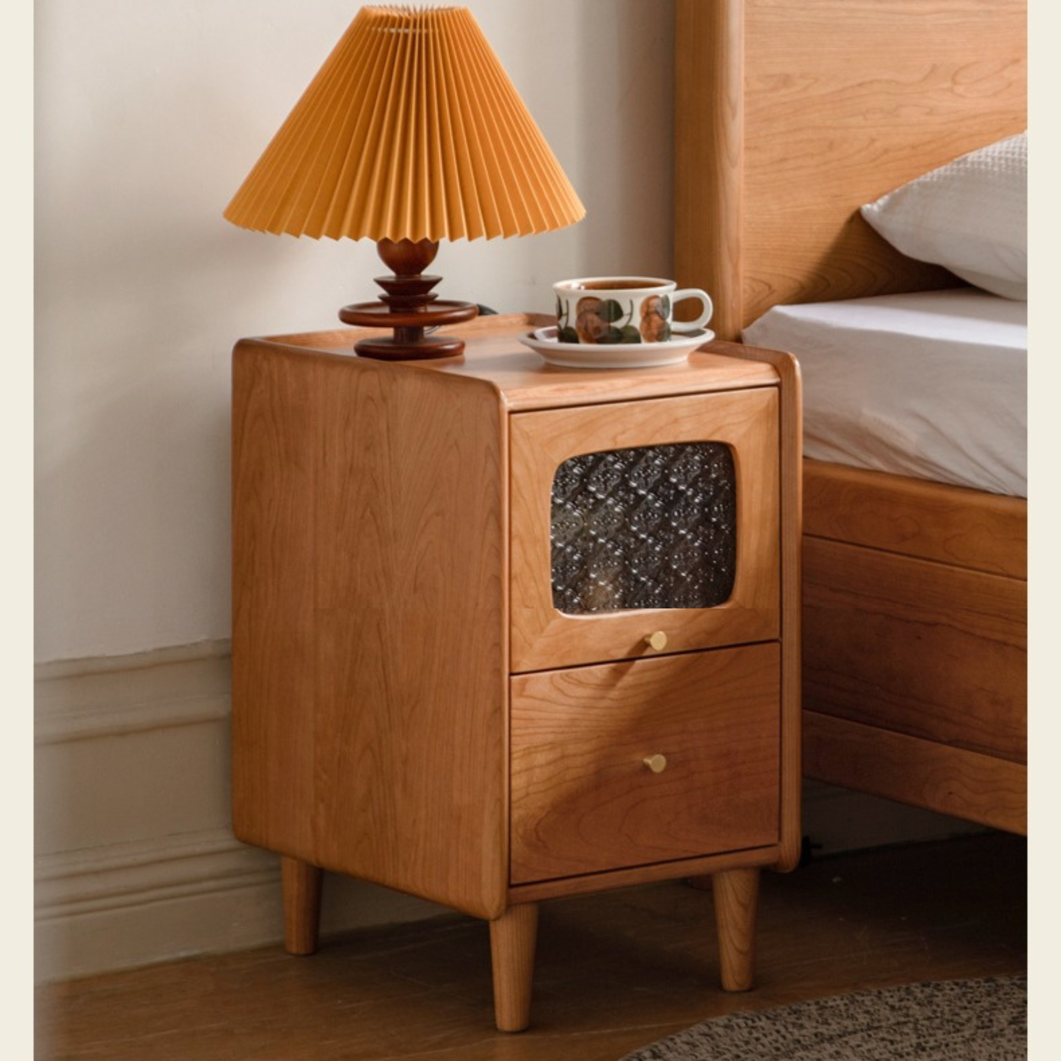 Cherry Solid Wood Retro Nightstand