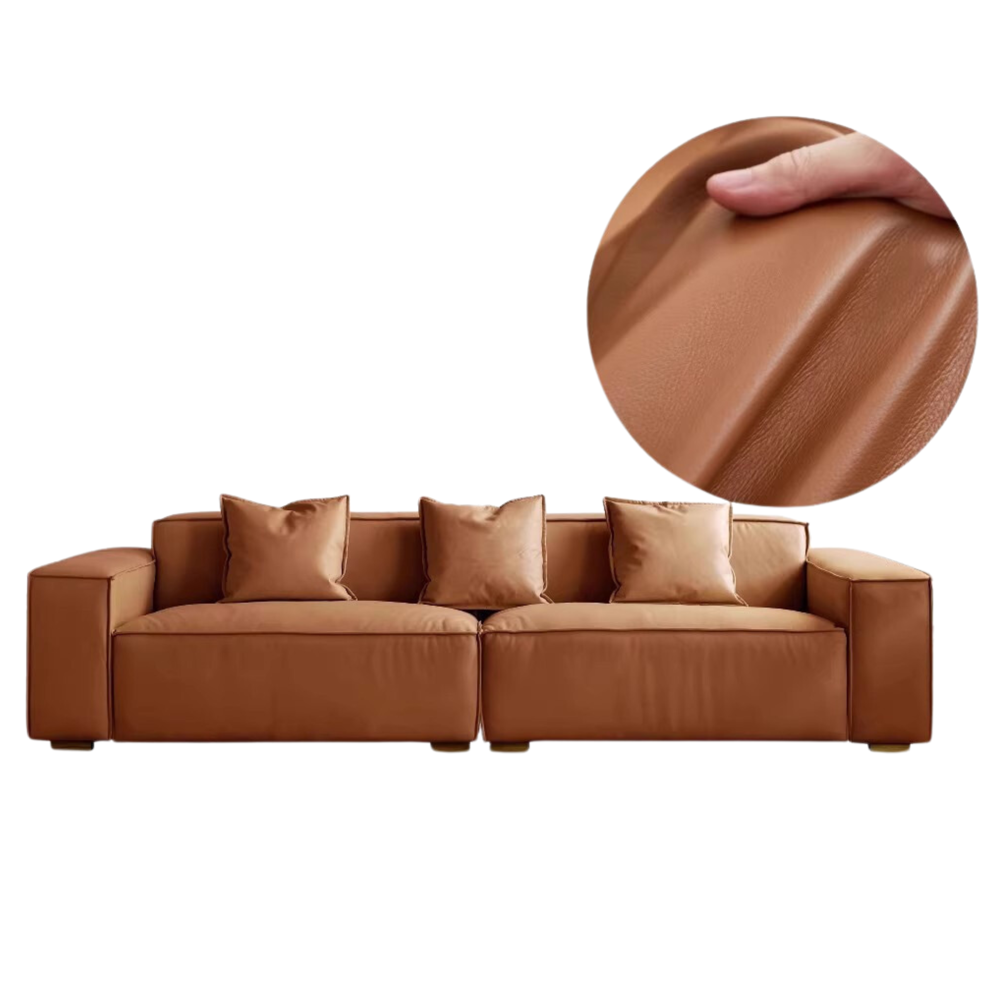 Luxury cow leather sofa, technical fabric sofa)