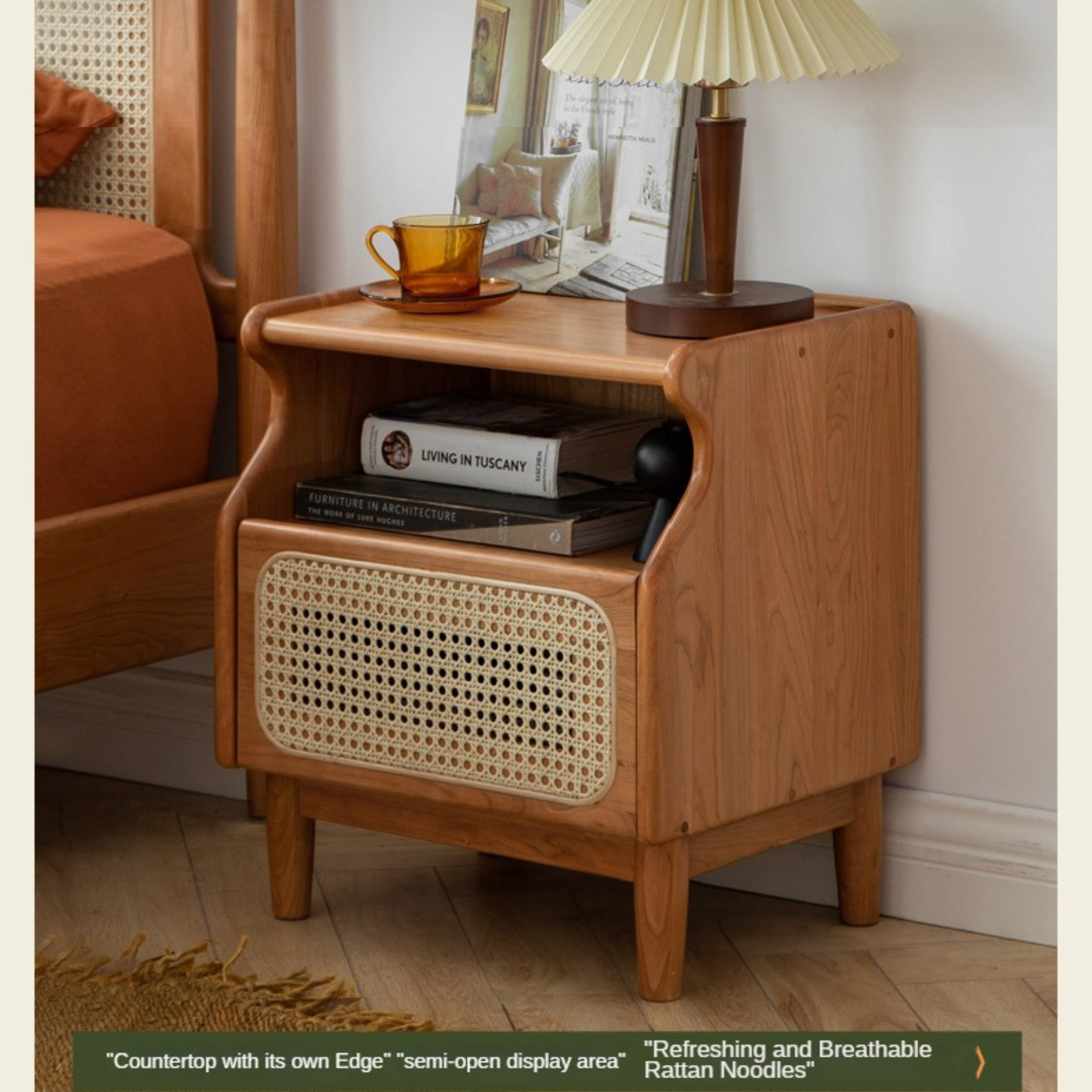 Cherry Solid Wood Retro Nightstand