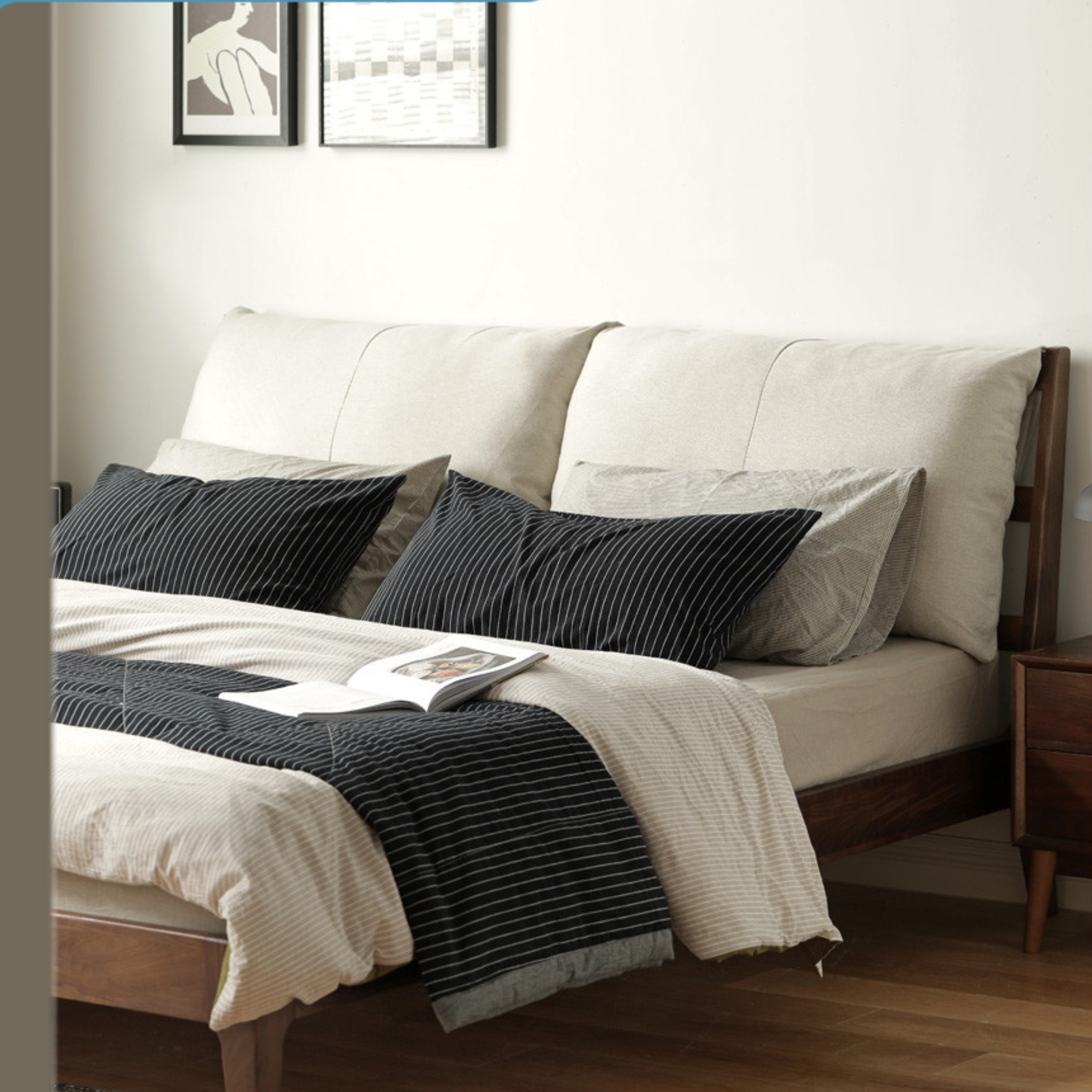 Black Walnut solid wood Soft Bed