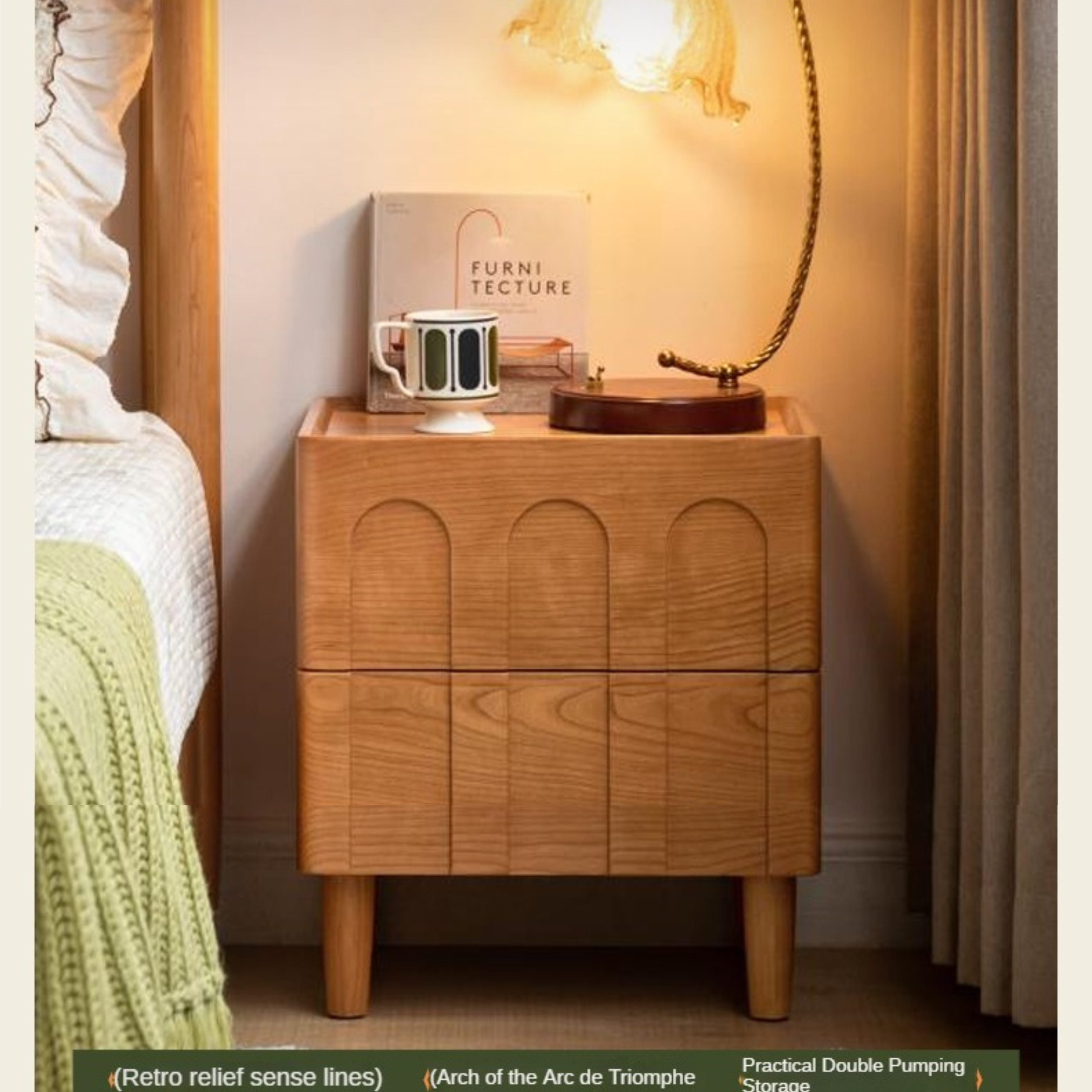 Cherry Solid Wood Retro Nightstand