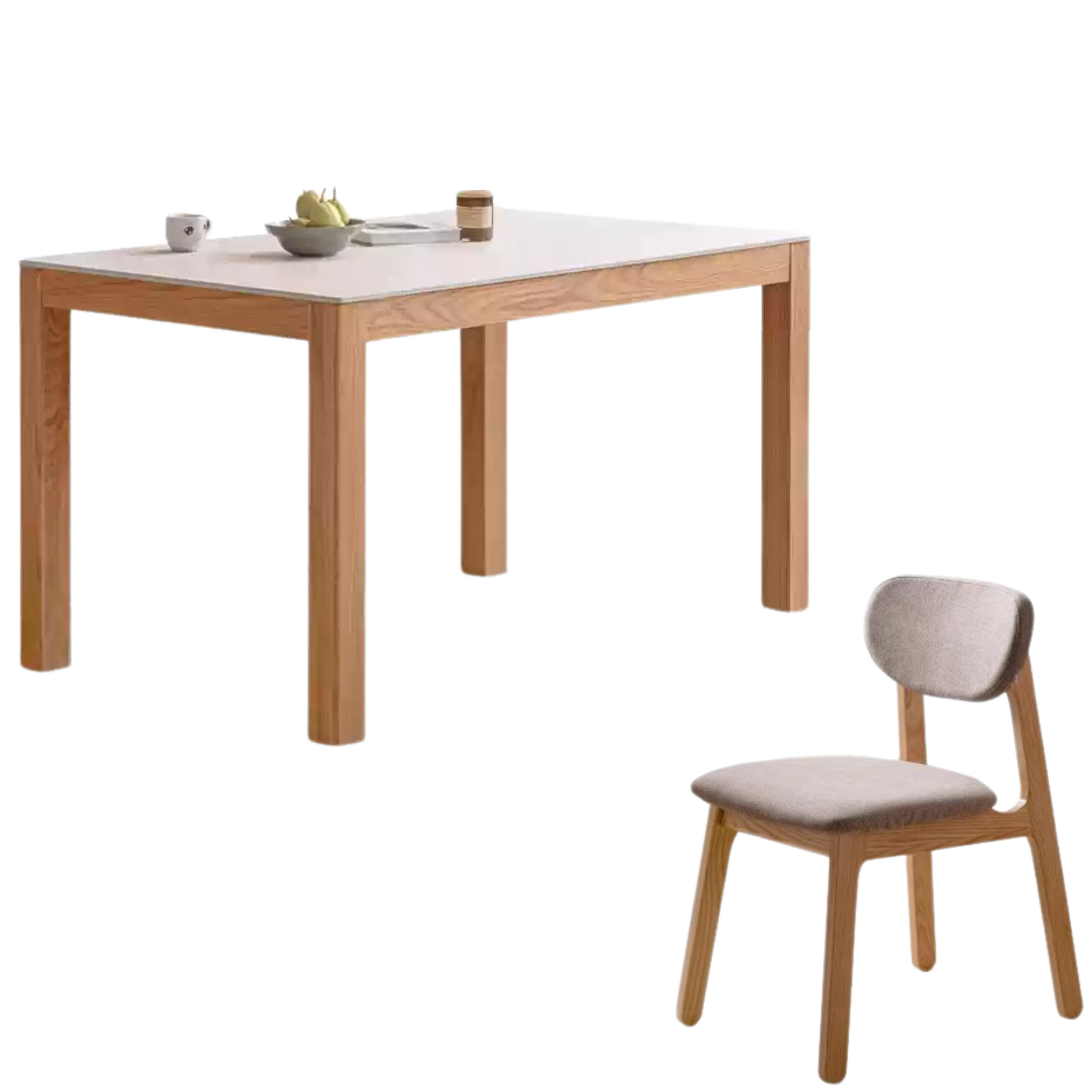 Oak Solid Wood Rectangular Rock Plate Dining Table