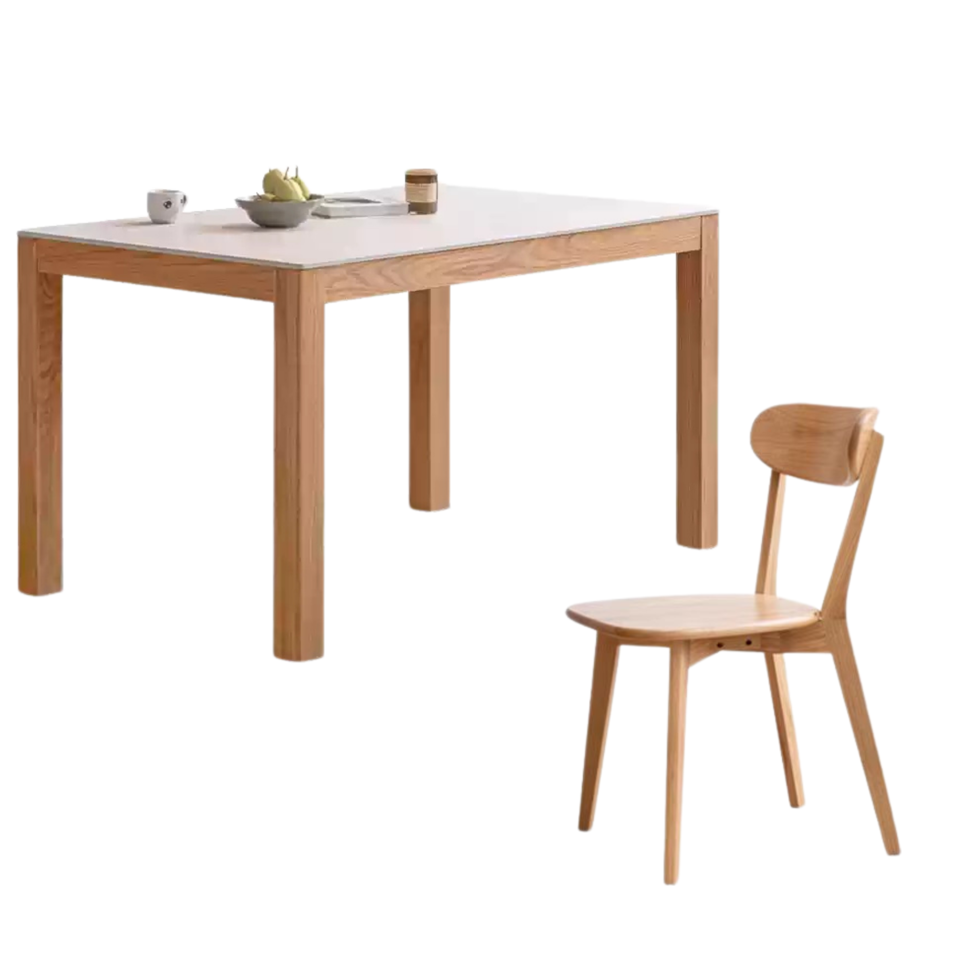 Oak Solid Wood Rectangular Rock Plate Dining Table