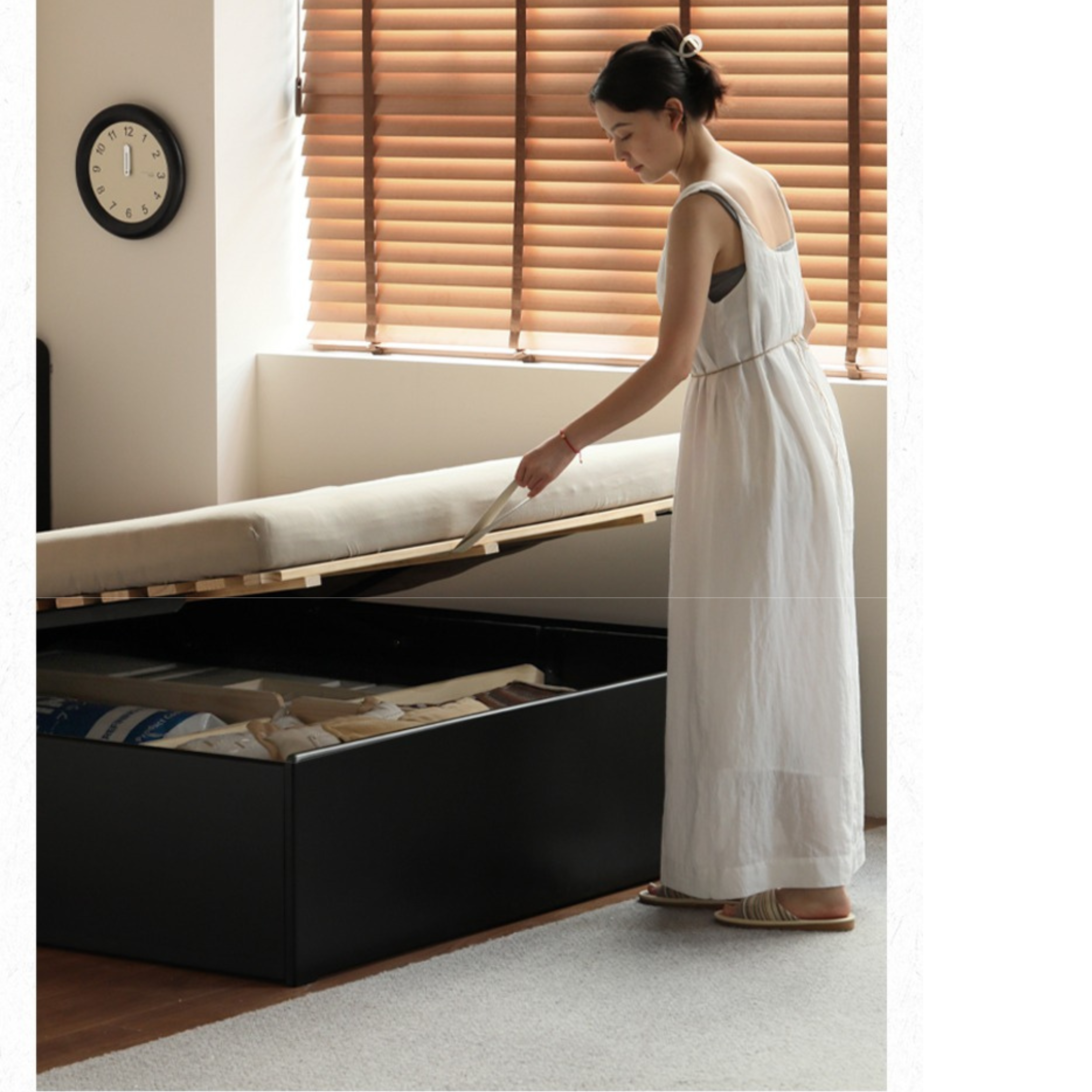 Poplar Solid Wood Fully Open High Box Bed Minimalist