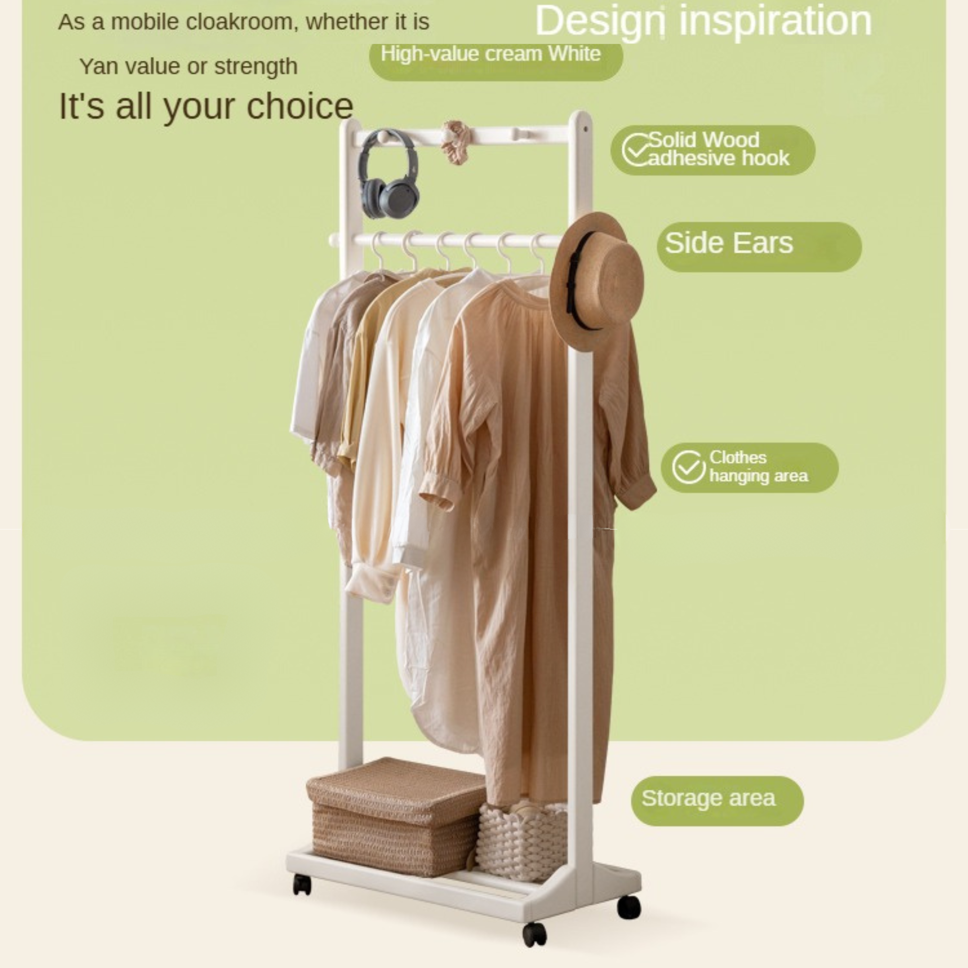 Birch Solid Wood White Cream Style Hanger
