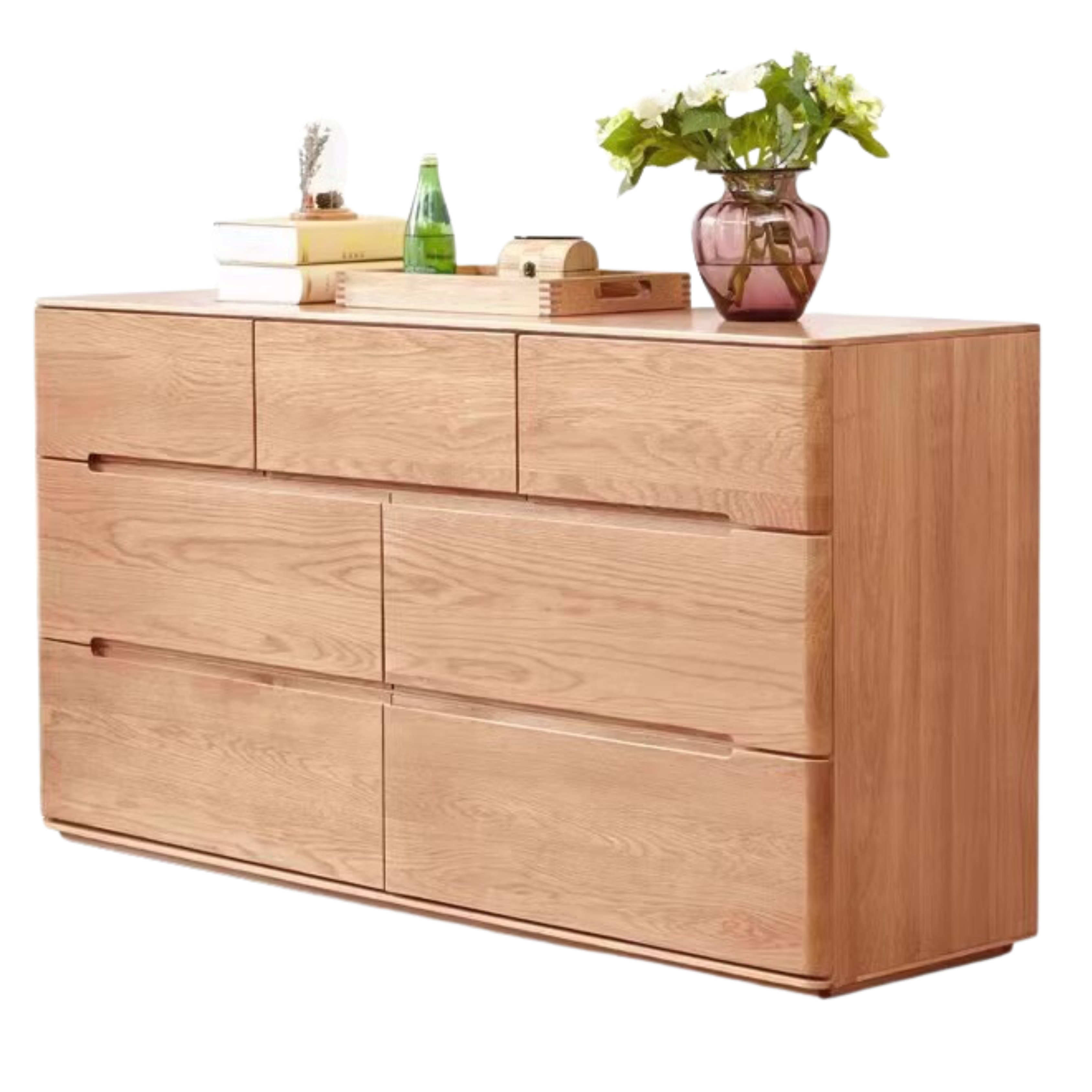 Oak Solid Wood  Nordic High Cabinet Drawers)