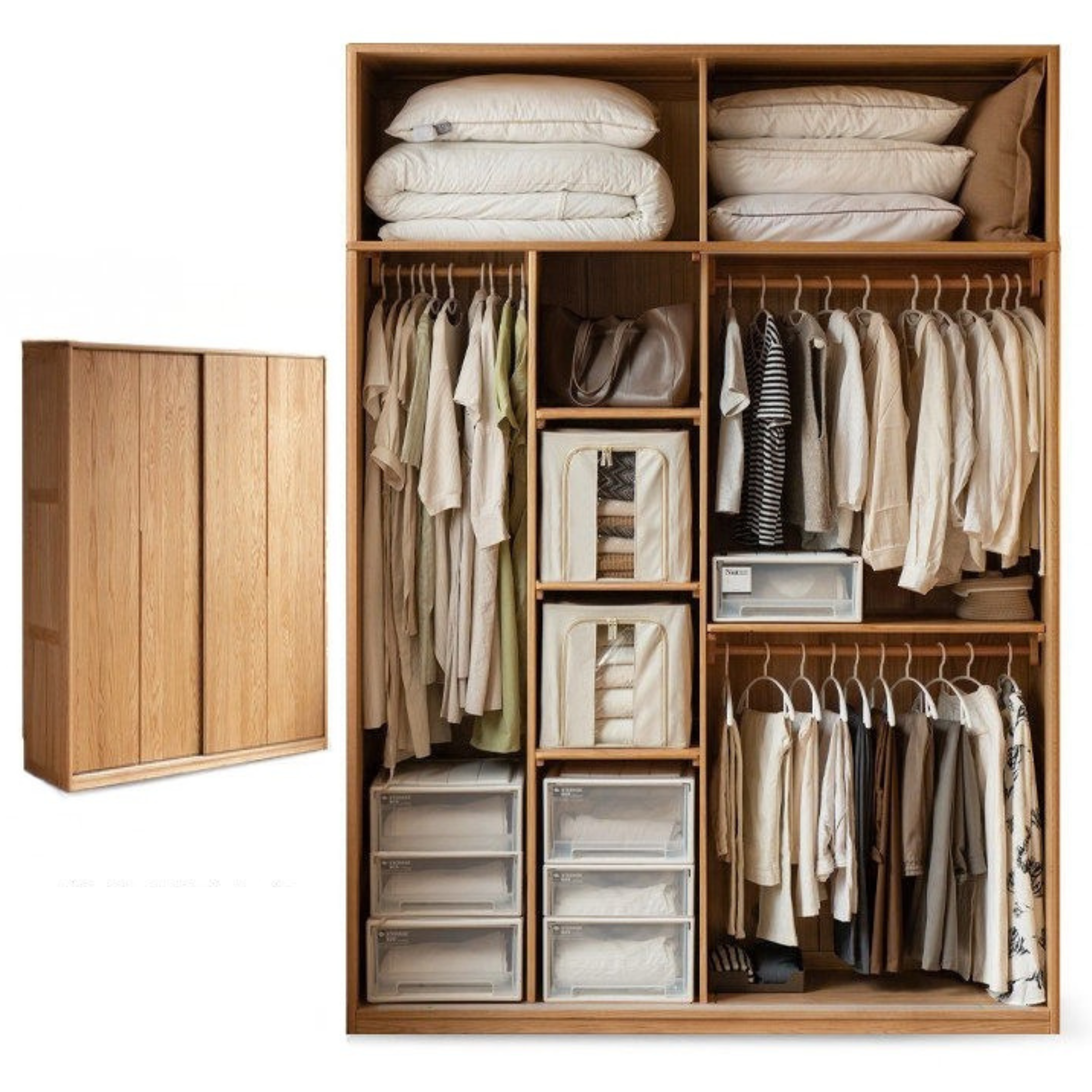 Oak Solid Wood Wardrobe Sliding Door.