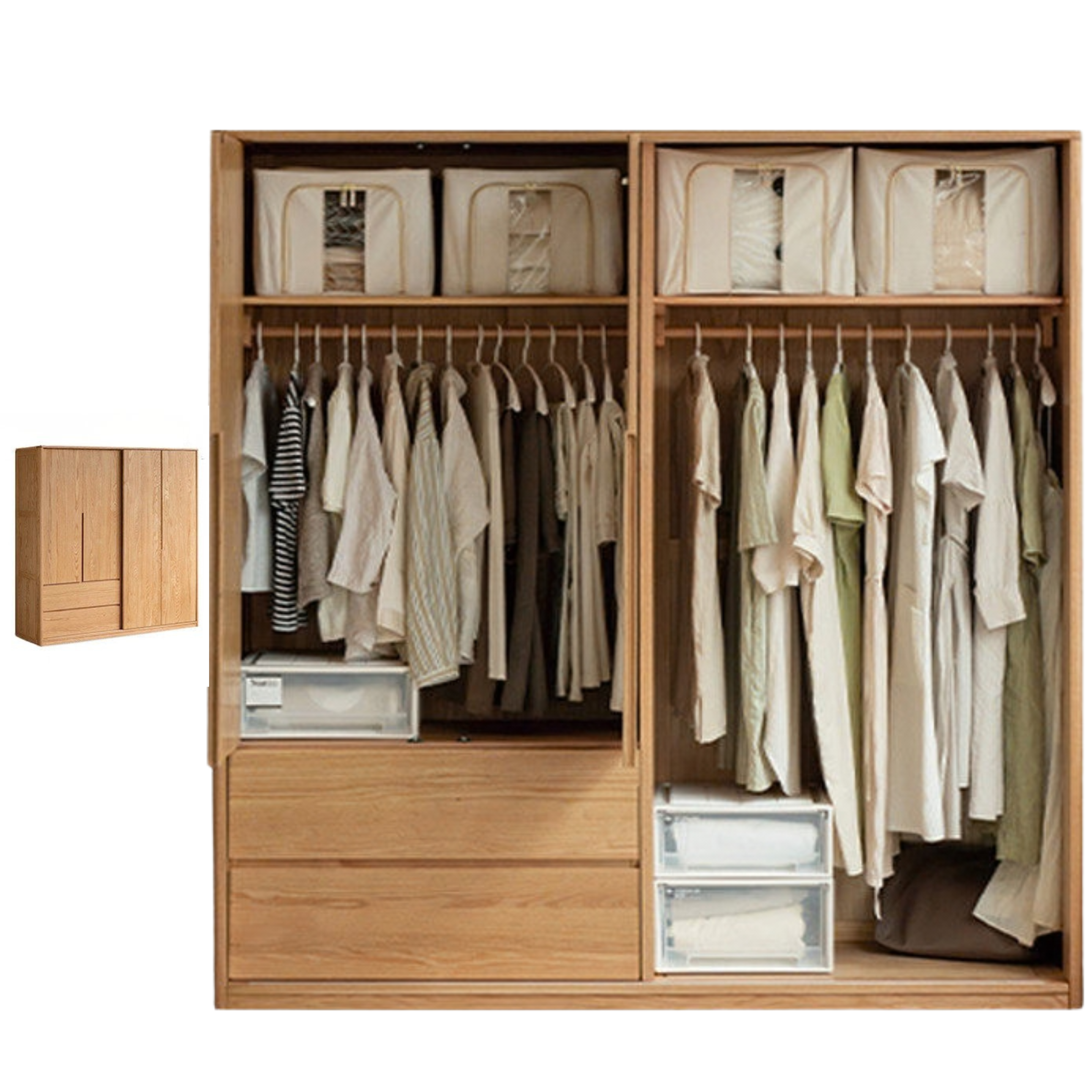 Oak Solid Wood Wardrobe Sliding Door.