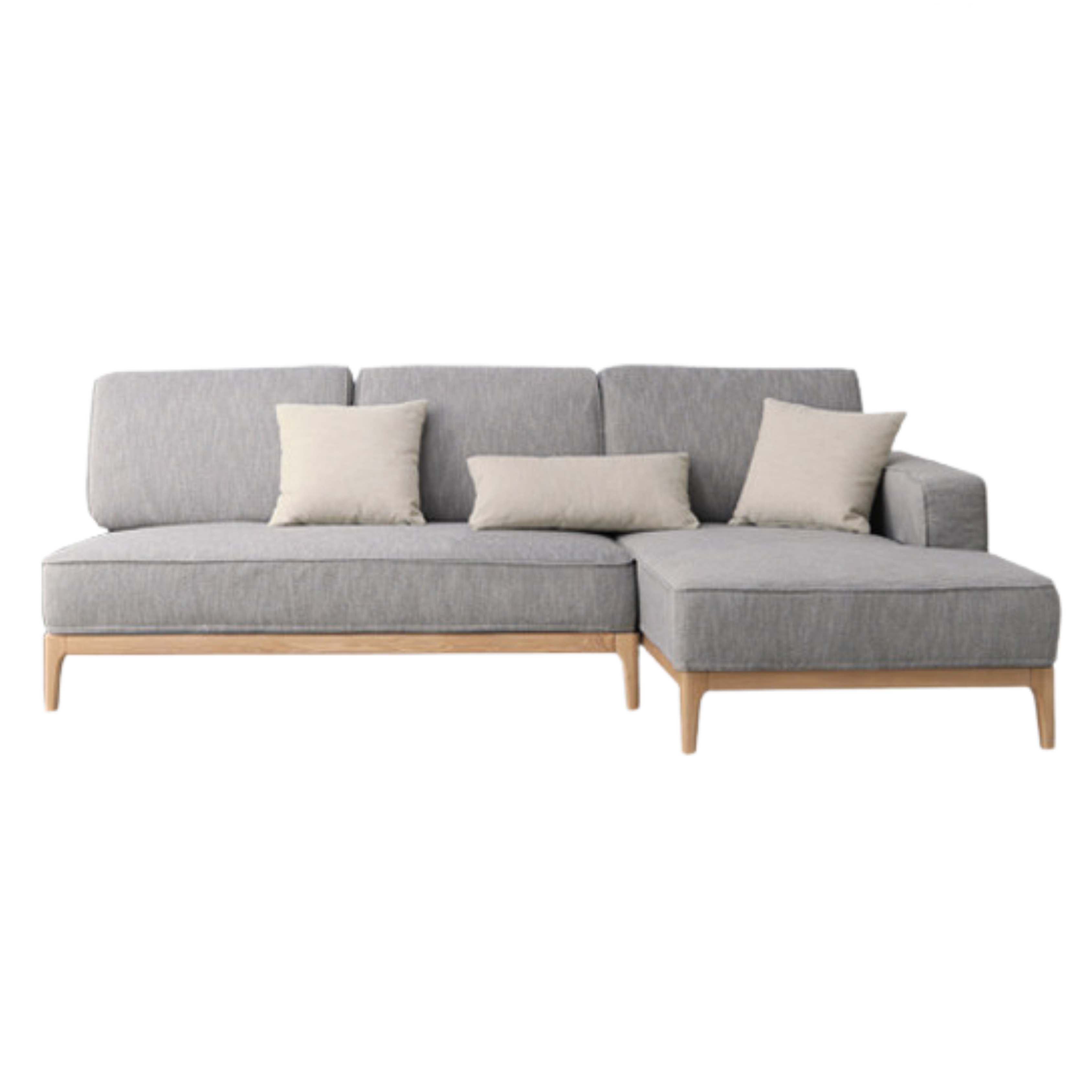 Ash Solid Wood Fabric Corner Sofa Modern Simple