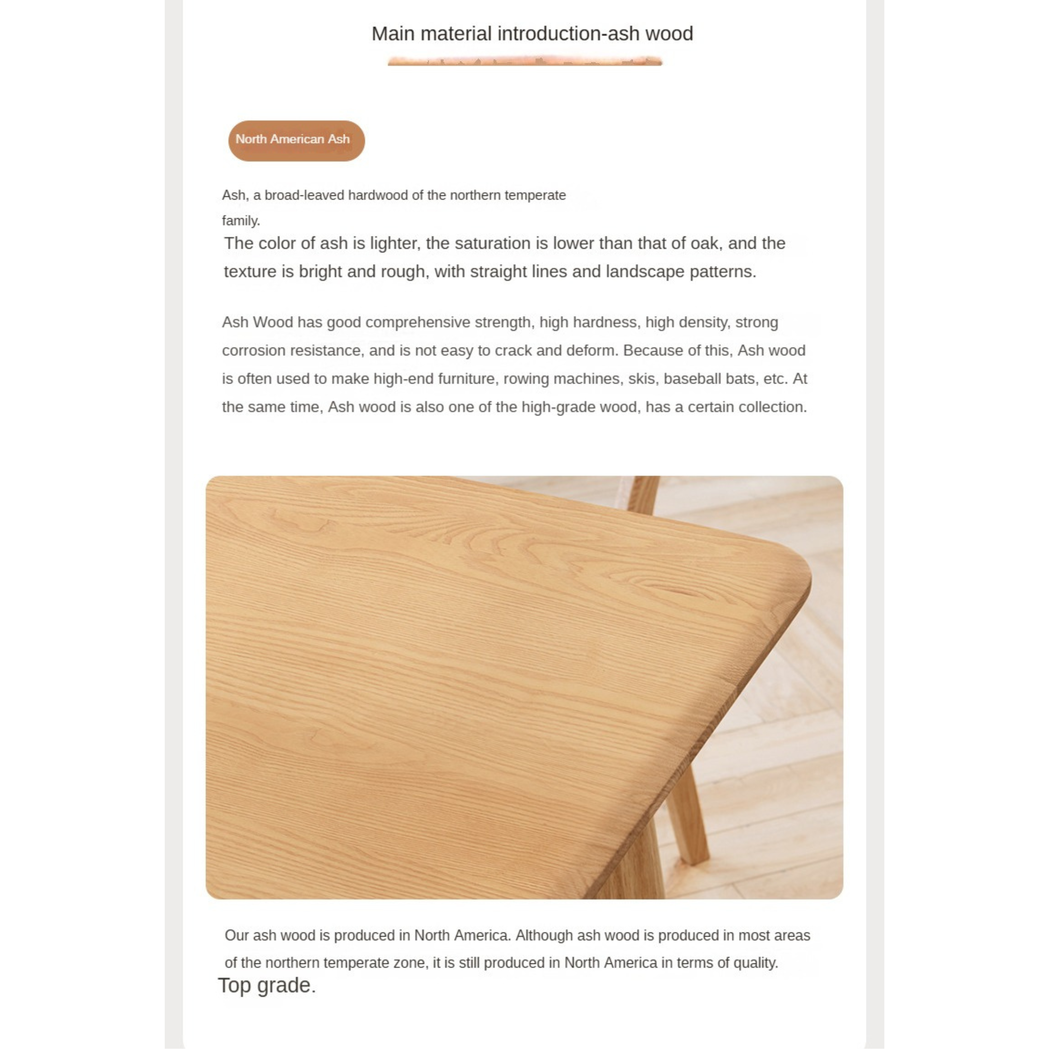 Ash Solid Wood Nordic Dining Round Table