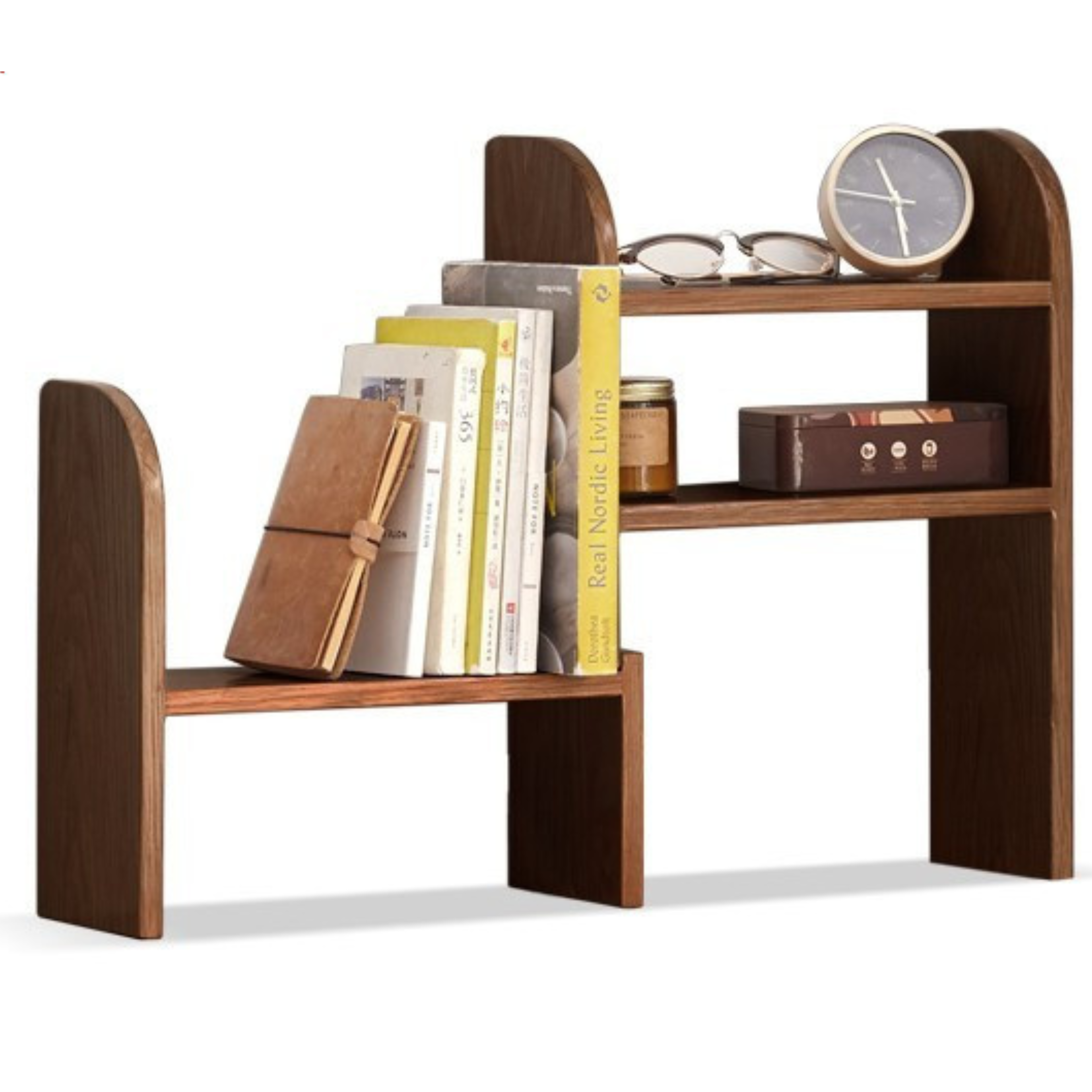 Oak Solid Wood Small Bookcase Simple Study Telescopic Organizing Shelf Nordic<