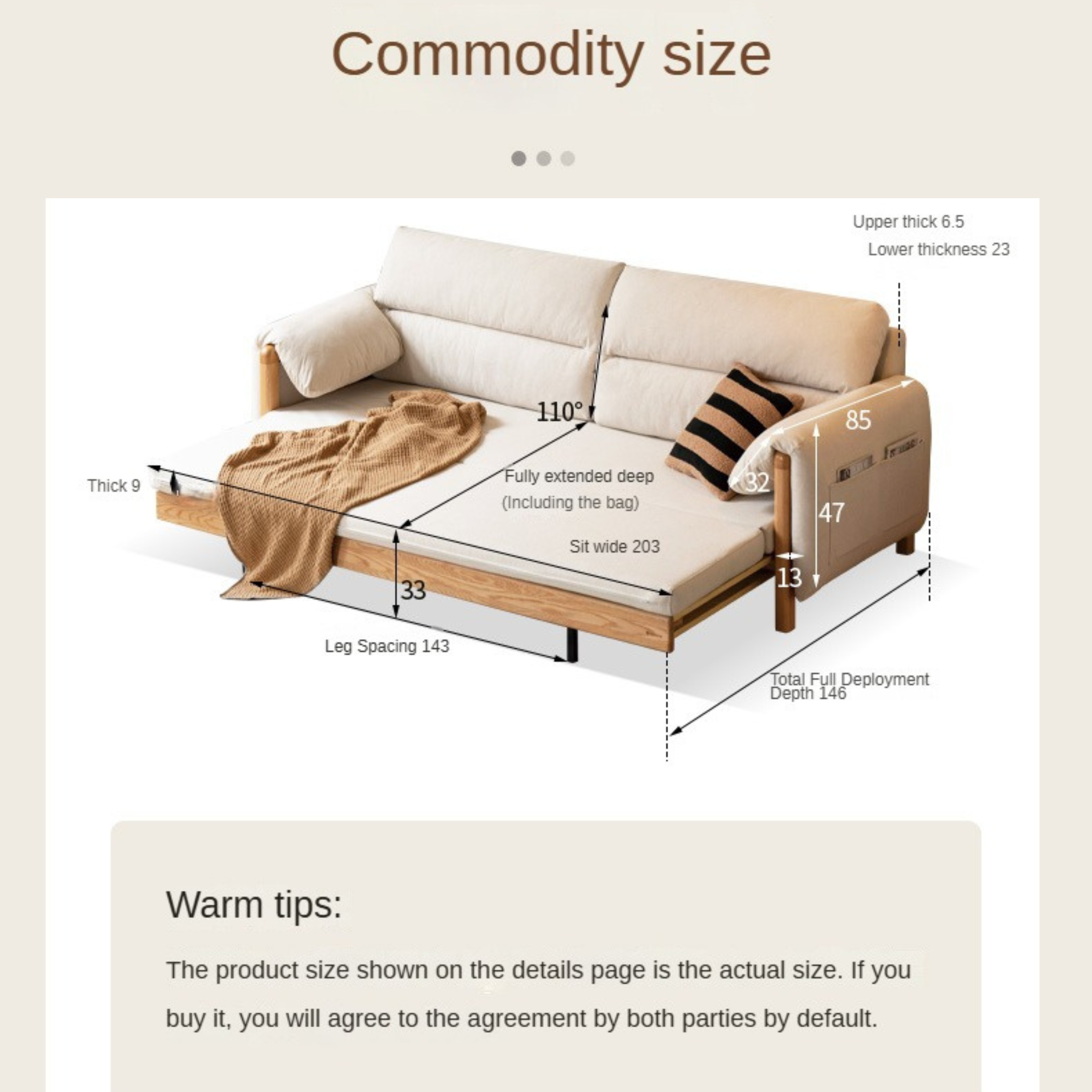 Oak Solid Wood Sitting and Sleeping Retractable Sofa Bed.