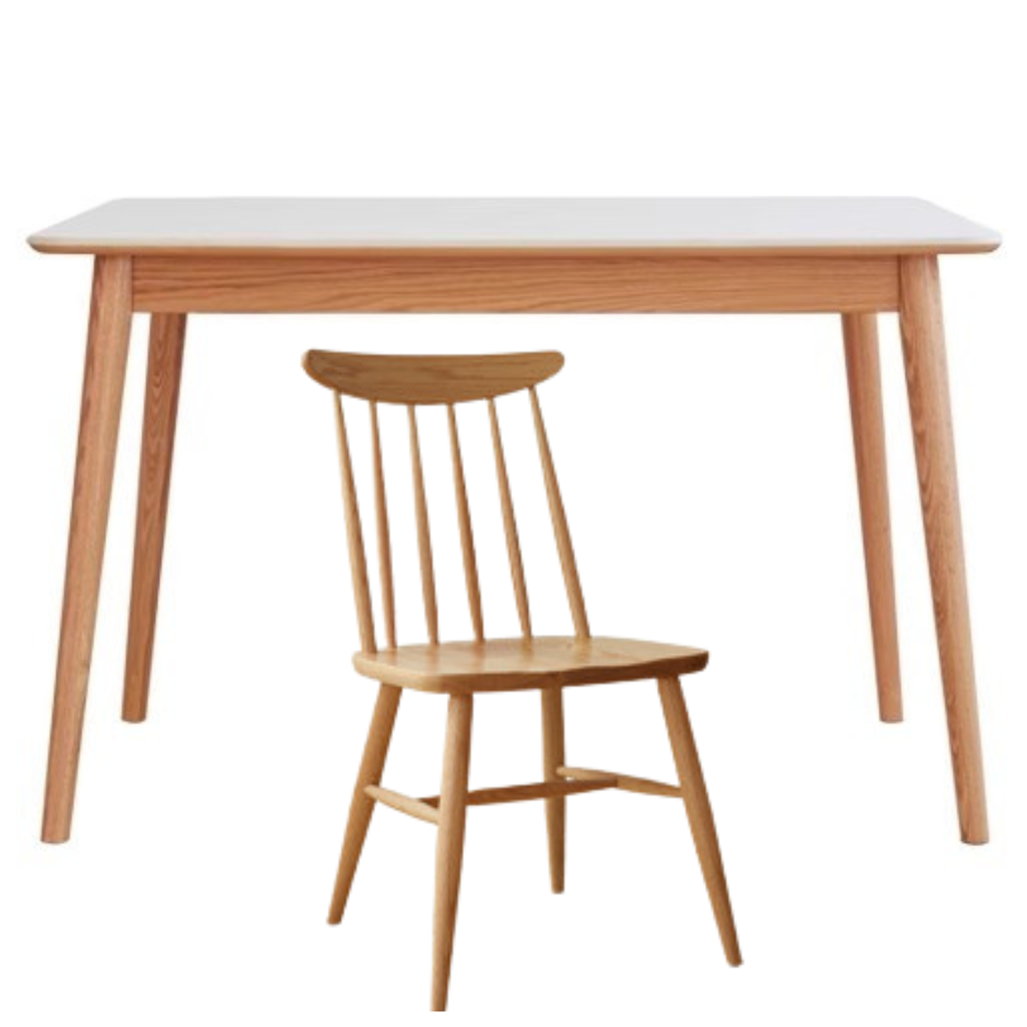 Oak Solid Wood Dining Table With Rock Slab Surface
