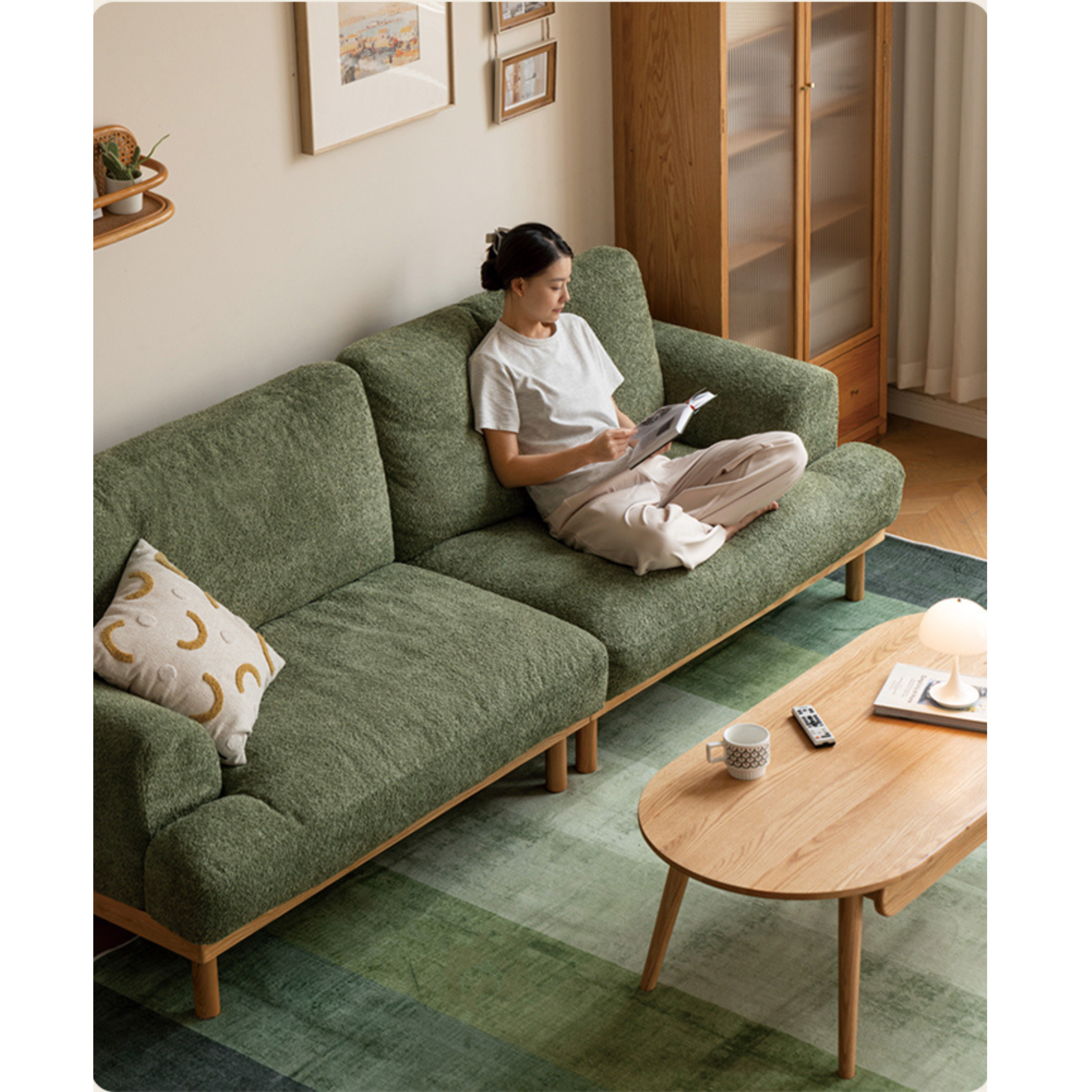 Ash Solid Wood Fabric Sofa Nordic Modern