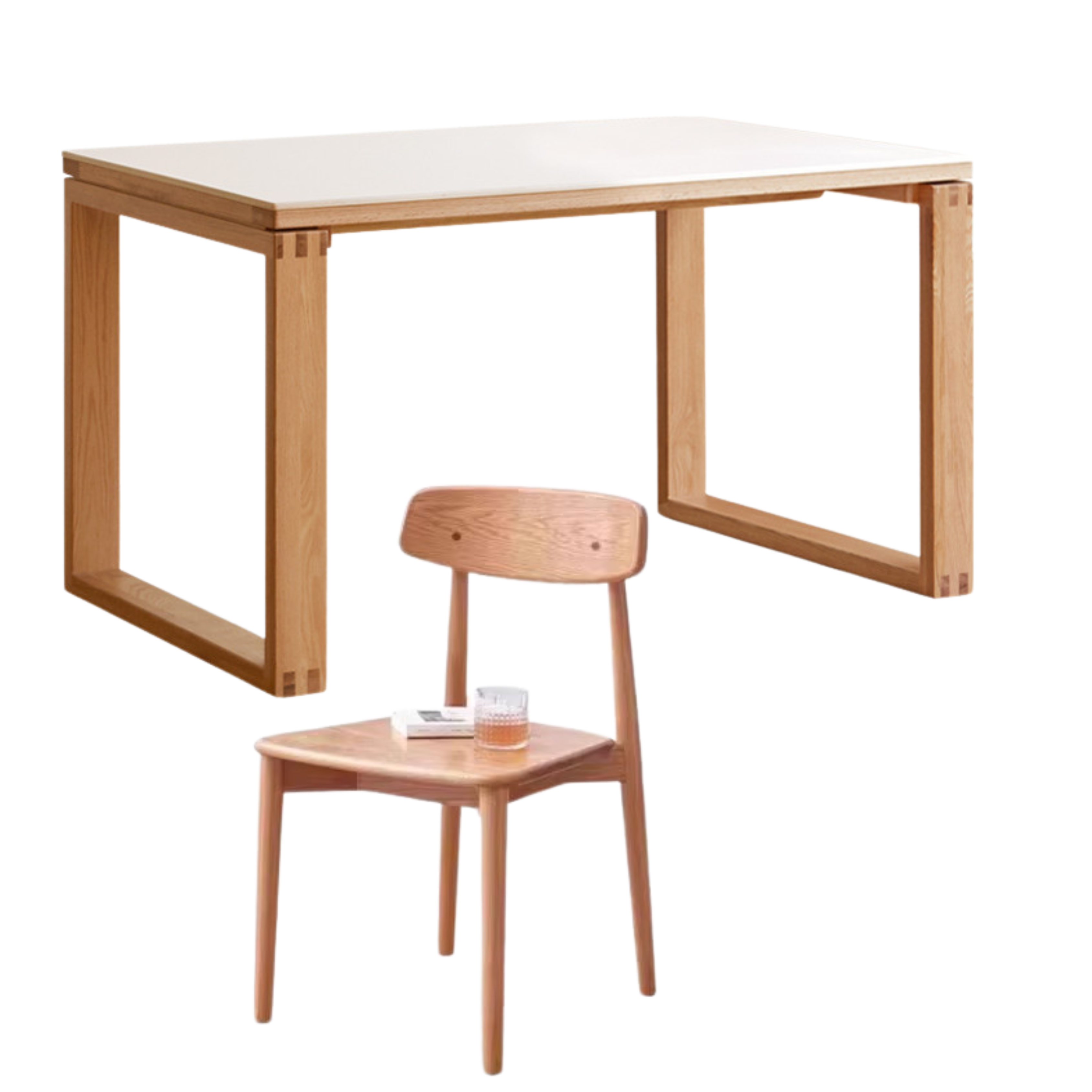 Oak Solid Wood Rectangular Rock Slab Dining Table