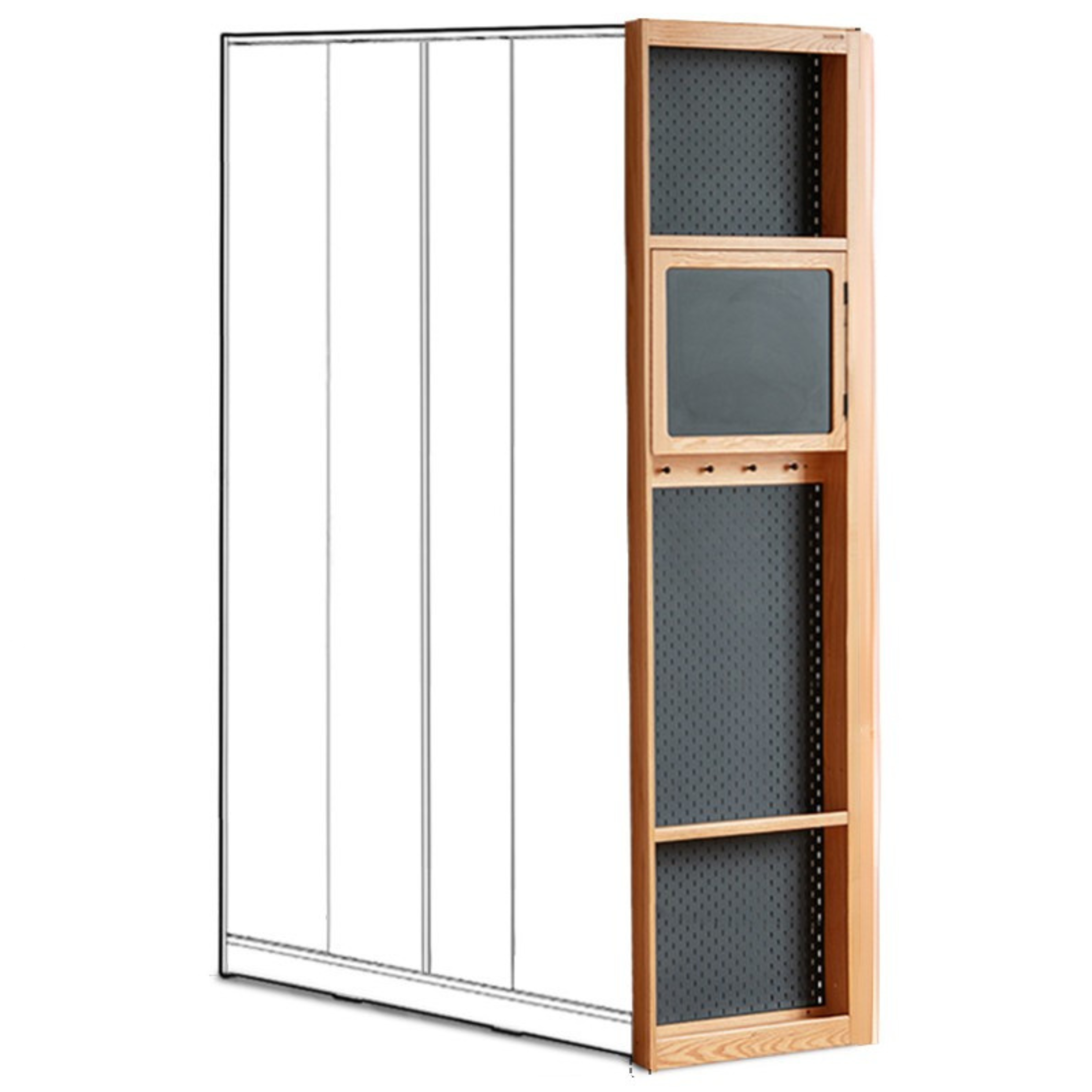 Cherry Solid Wood Retro Sliding Door Wardrobe.