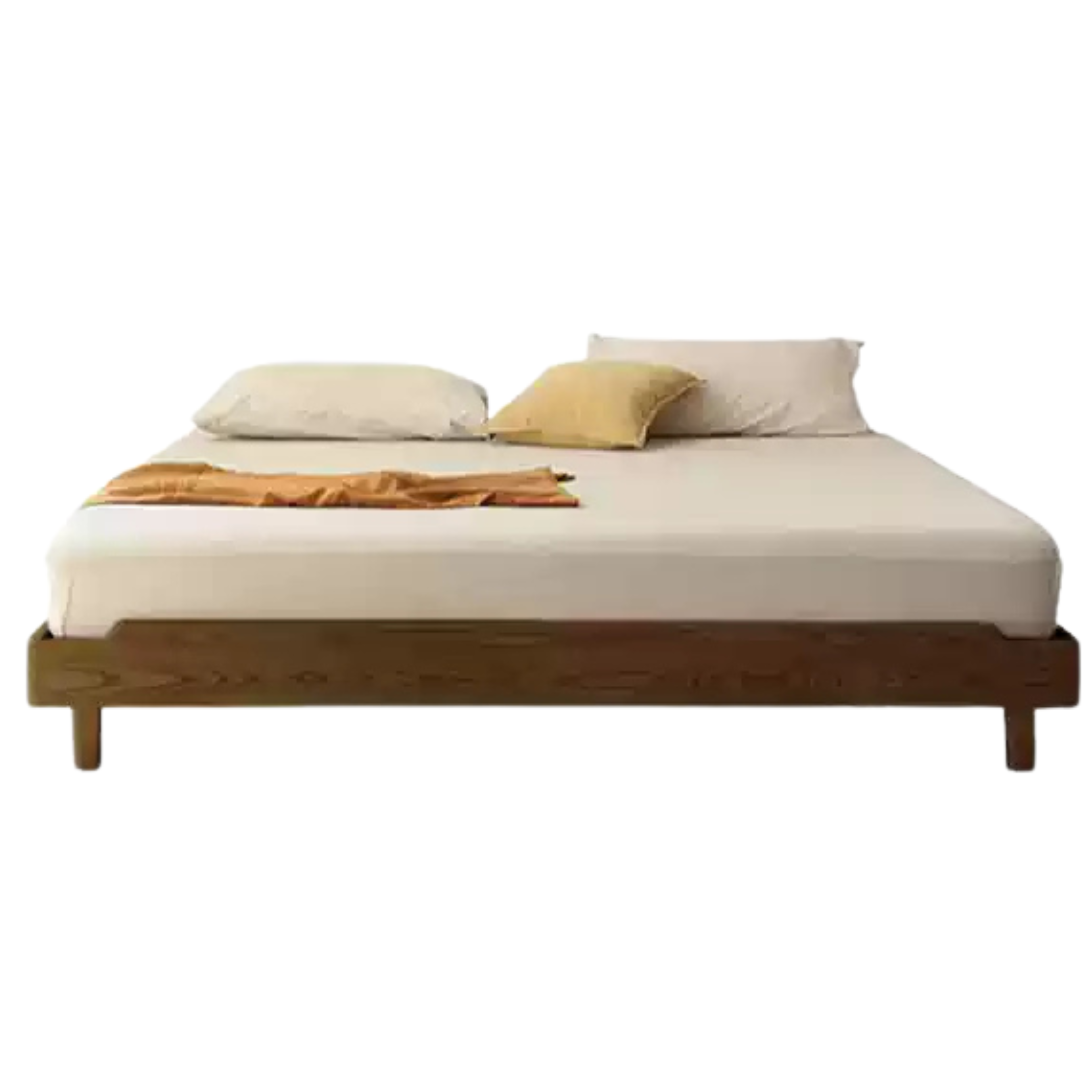 Black Walnut, Ash Solid Wood Platform Bed, Headboard-Free Bed