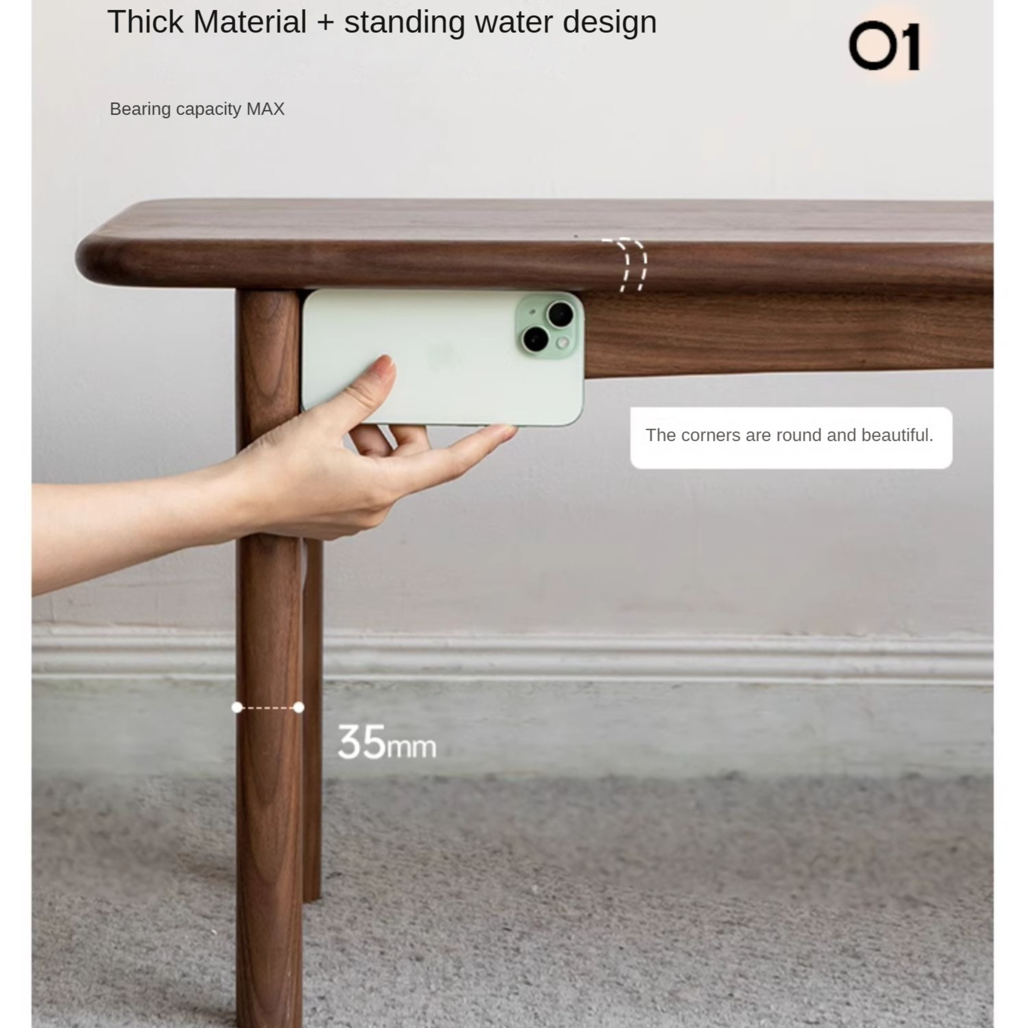 Oak, Black Walnut Solid Wood Tea Stool, Long Stool