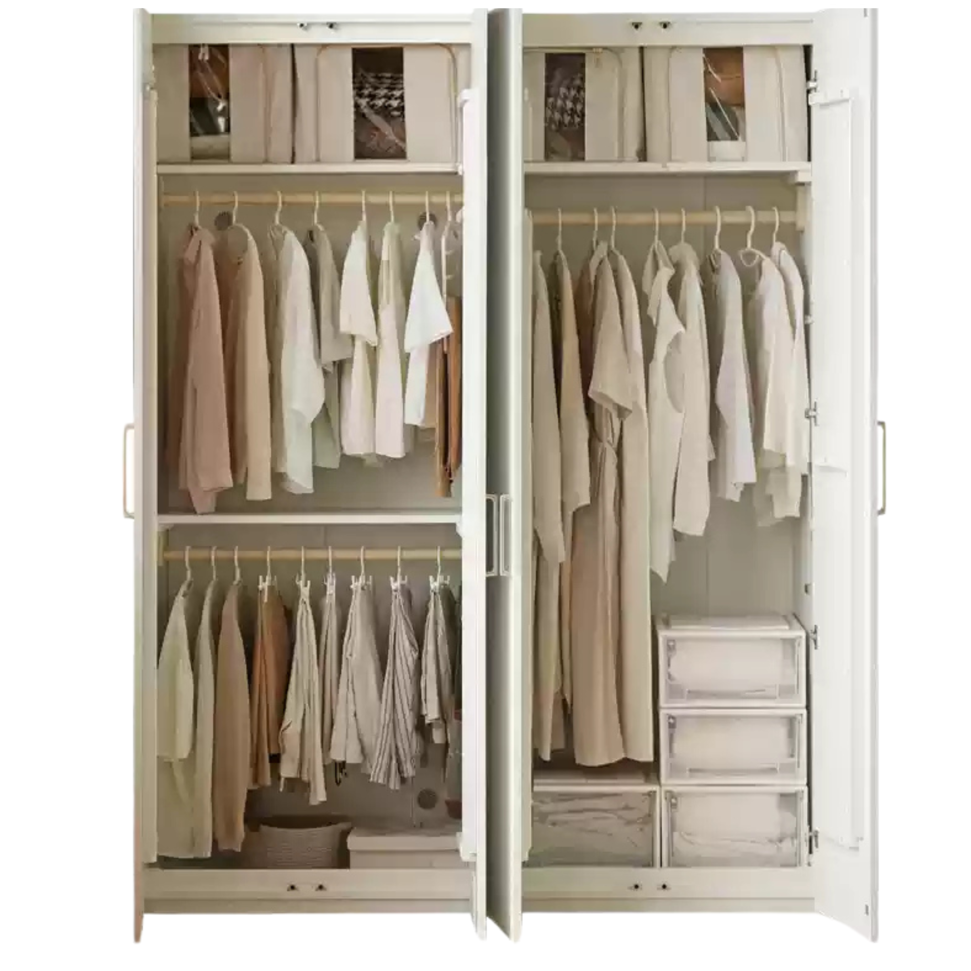 Pine Solid Wood Wardrobe French Cream Style: