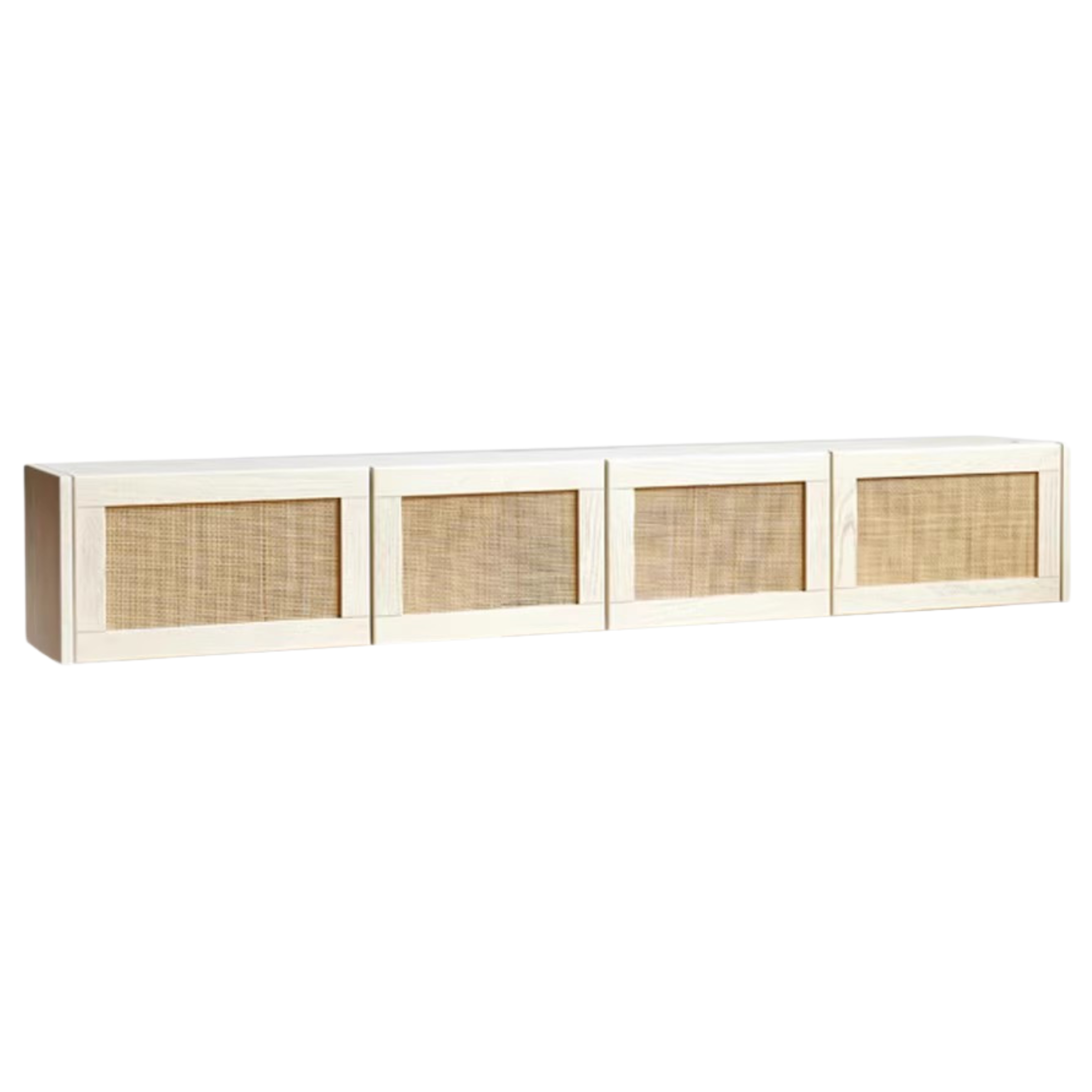 Oak Solid Wood Rattan Suspended TV Cabinet