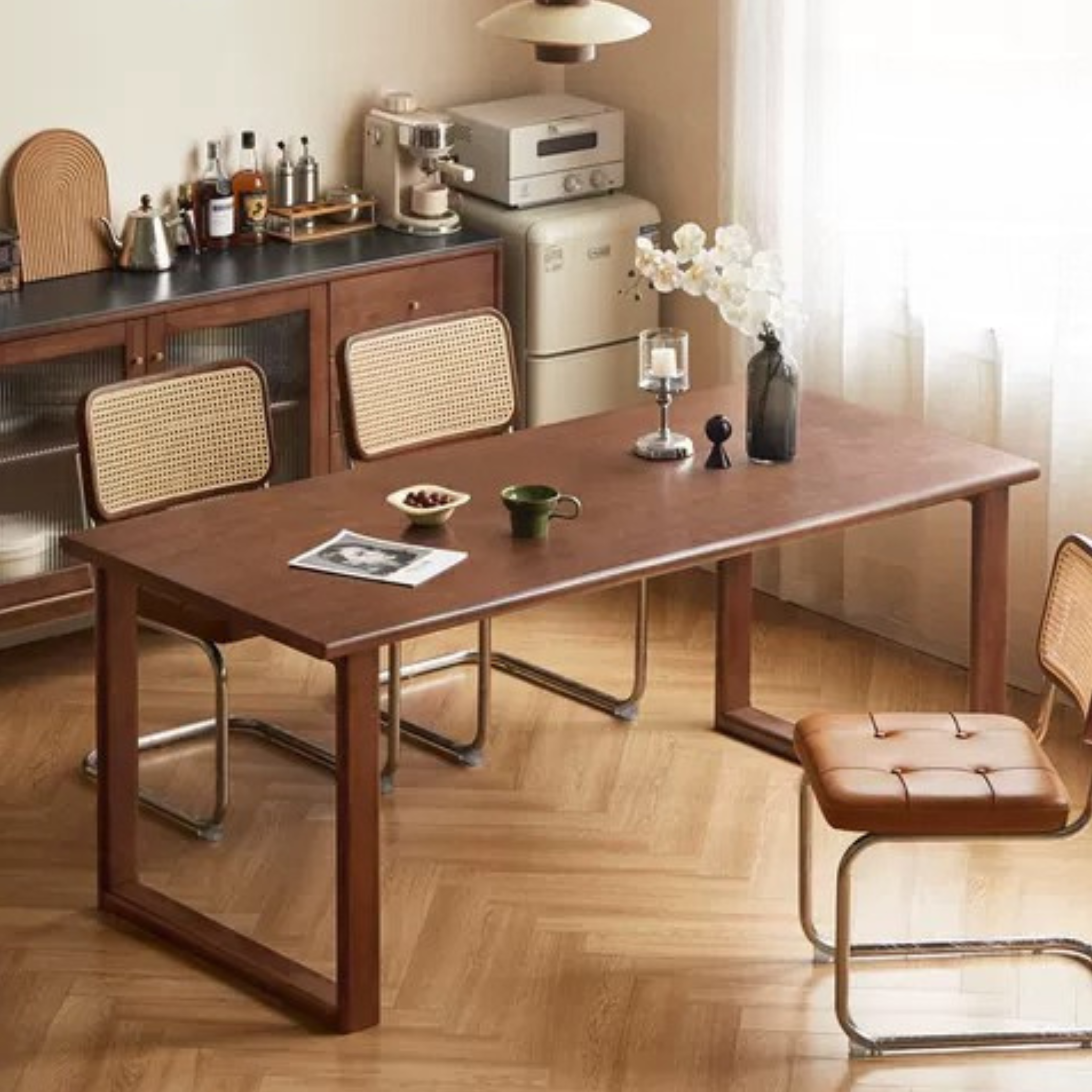 Rubber Solid Wood Rectangular Dining Table