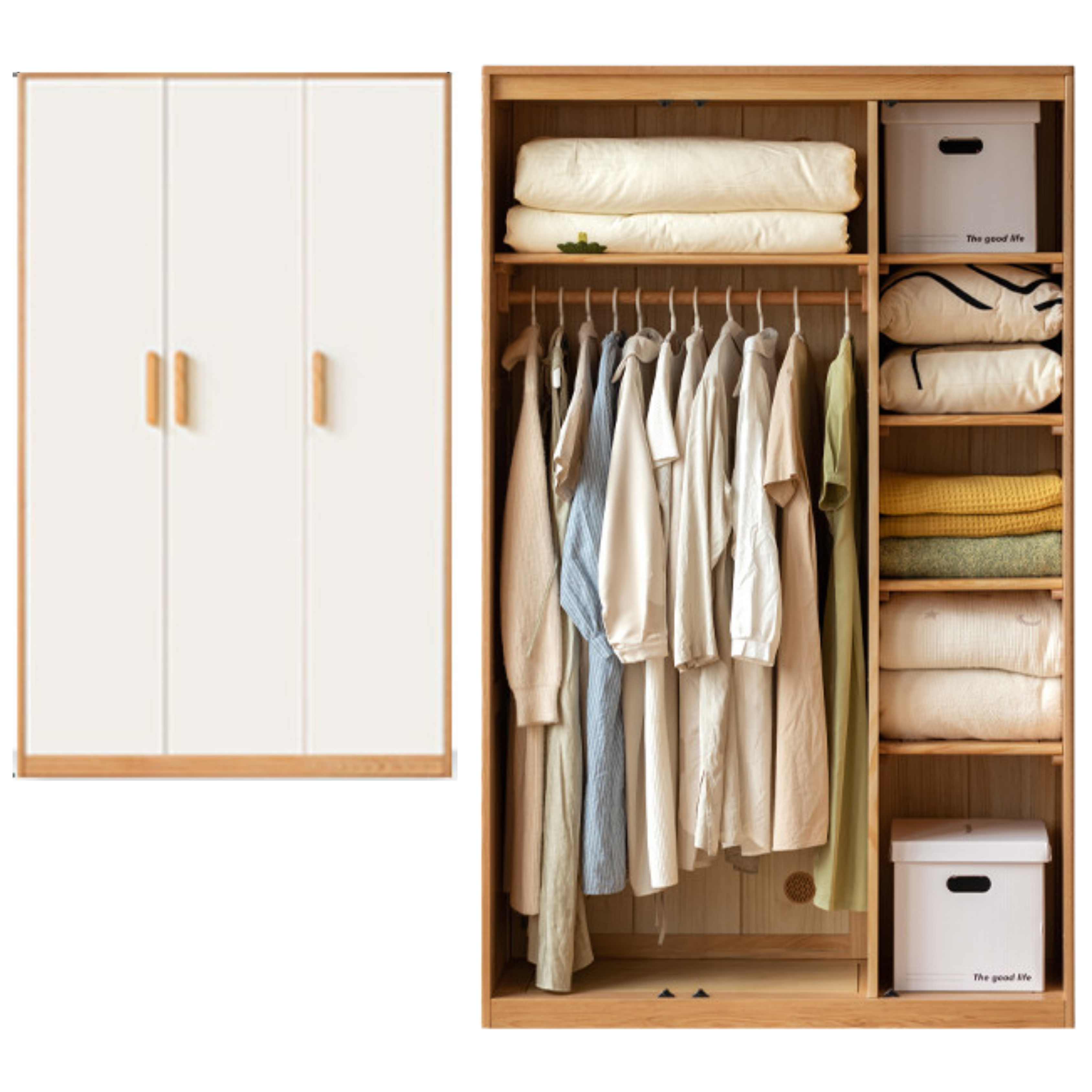 Oak Solid Wood Locker Modern Wardrobe