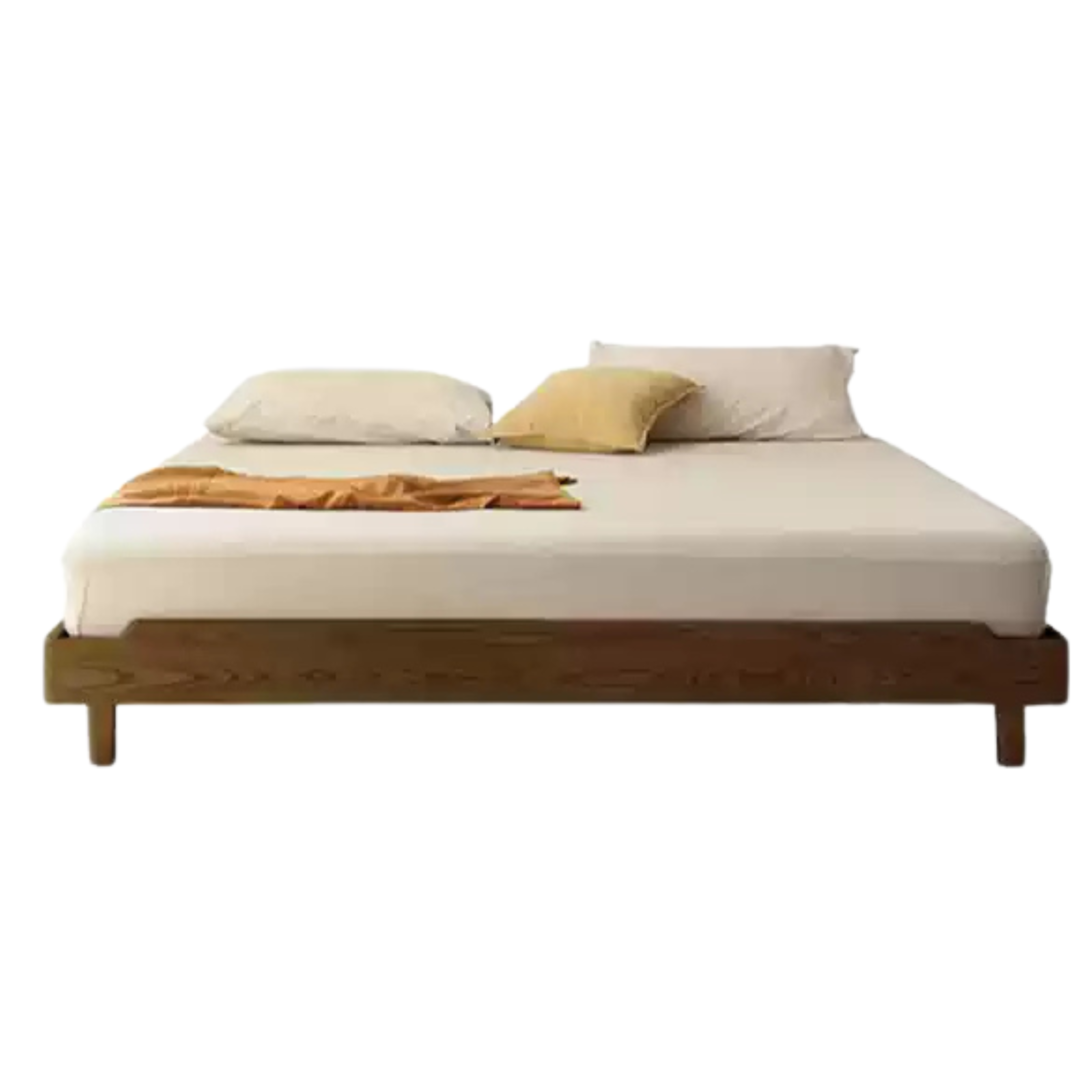 Ash Solid Wood Platform Bed, Headboard-Free Bed