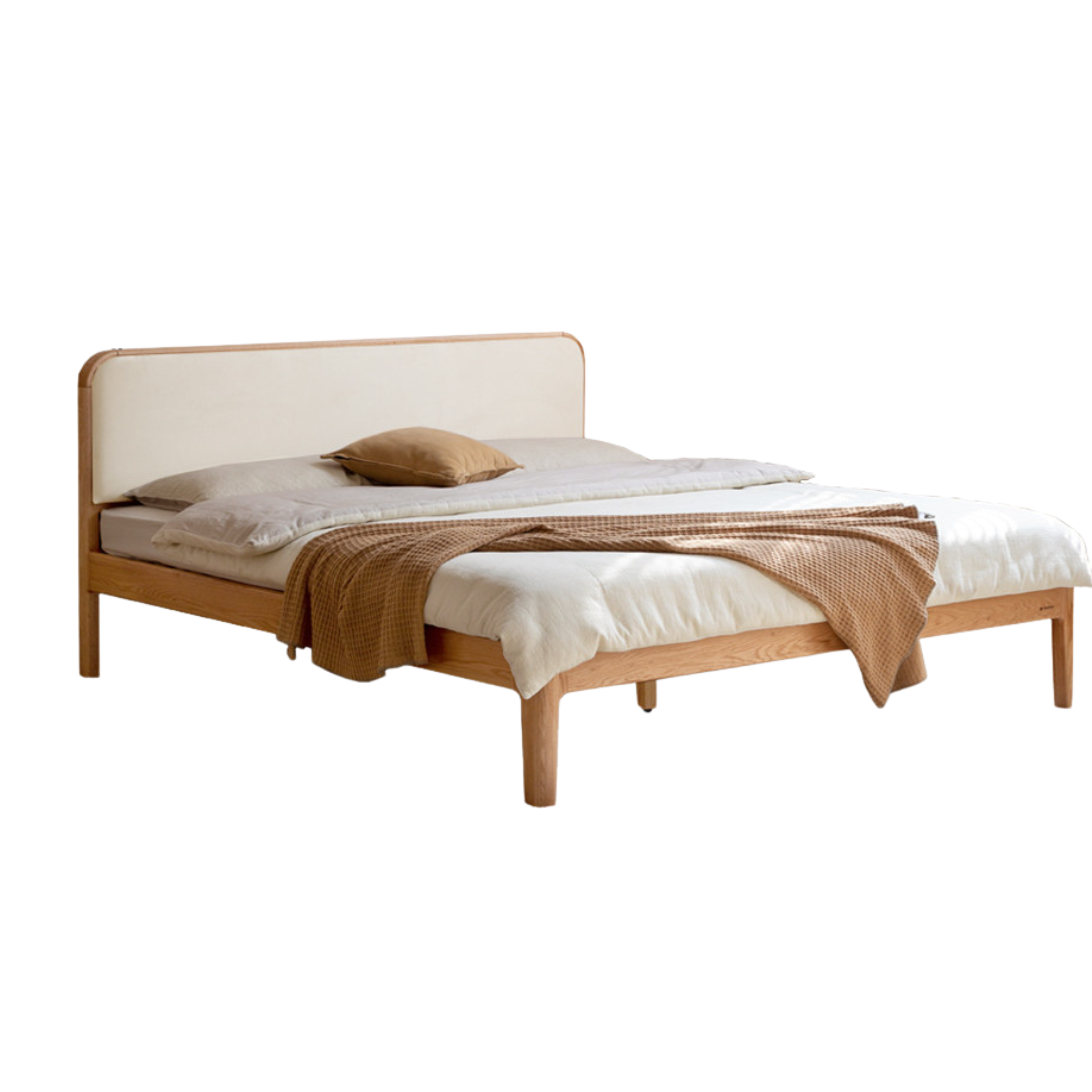Oak Solid Wood Bed Technology Fabric,suede