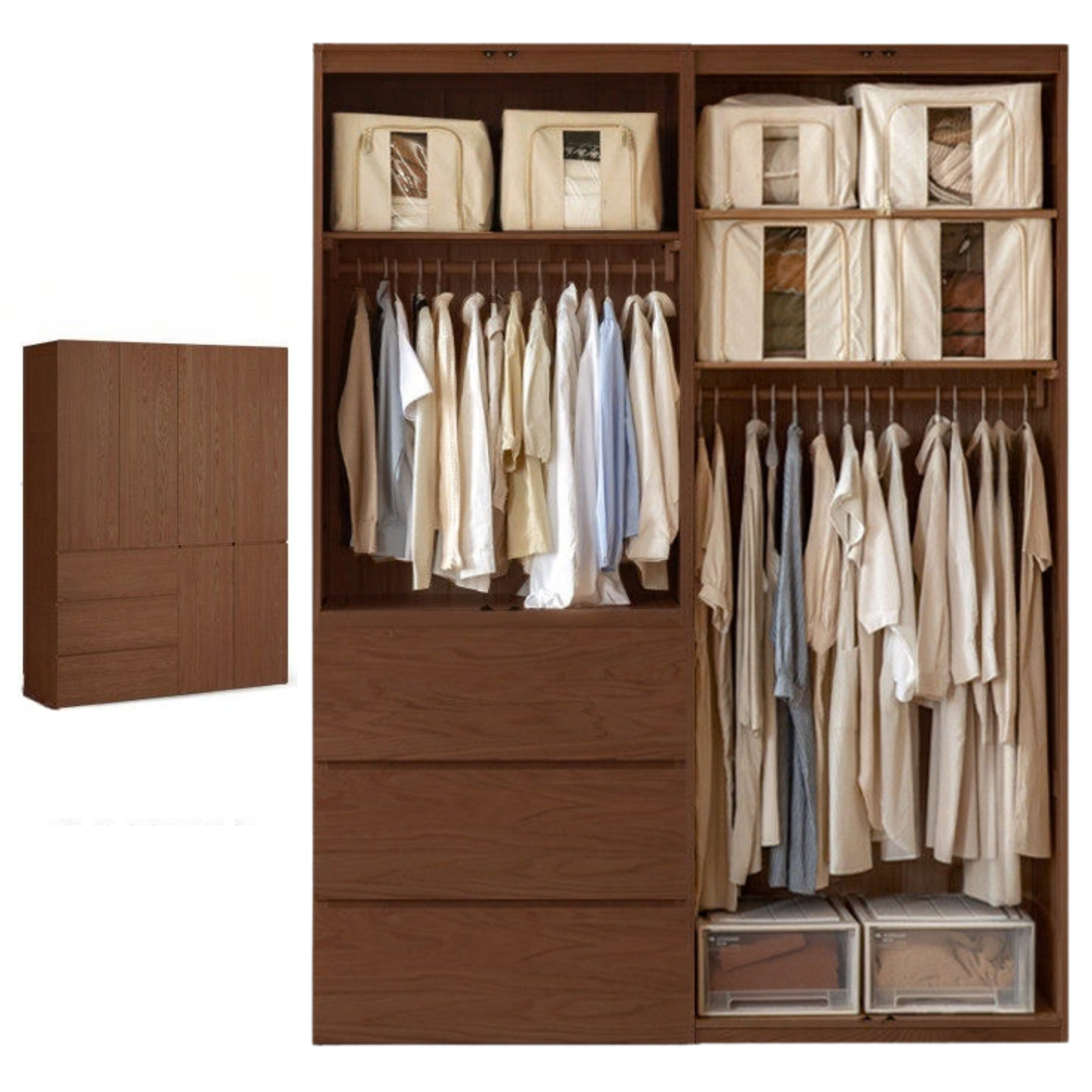 Oak Solid Wood Modern Sectional Wardrobe.