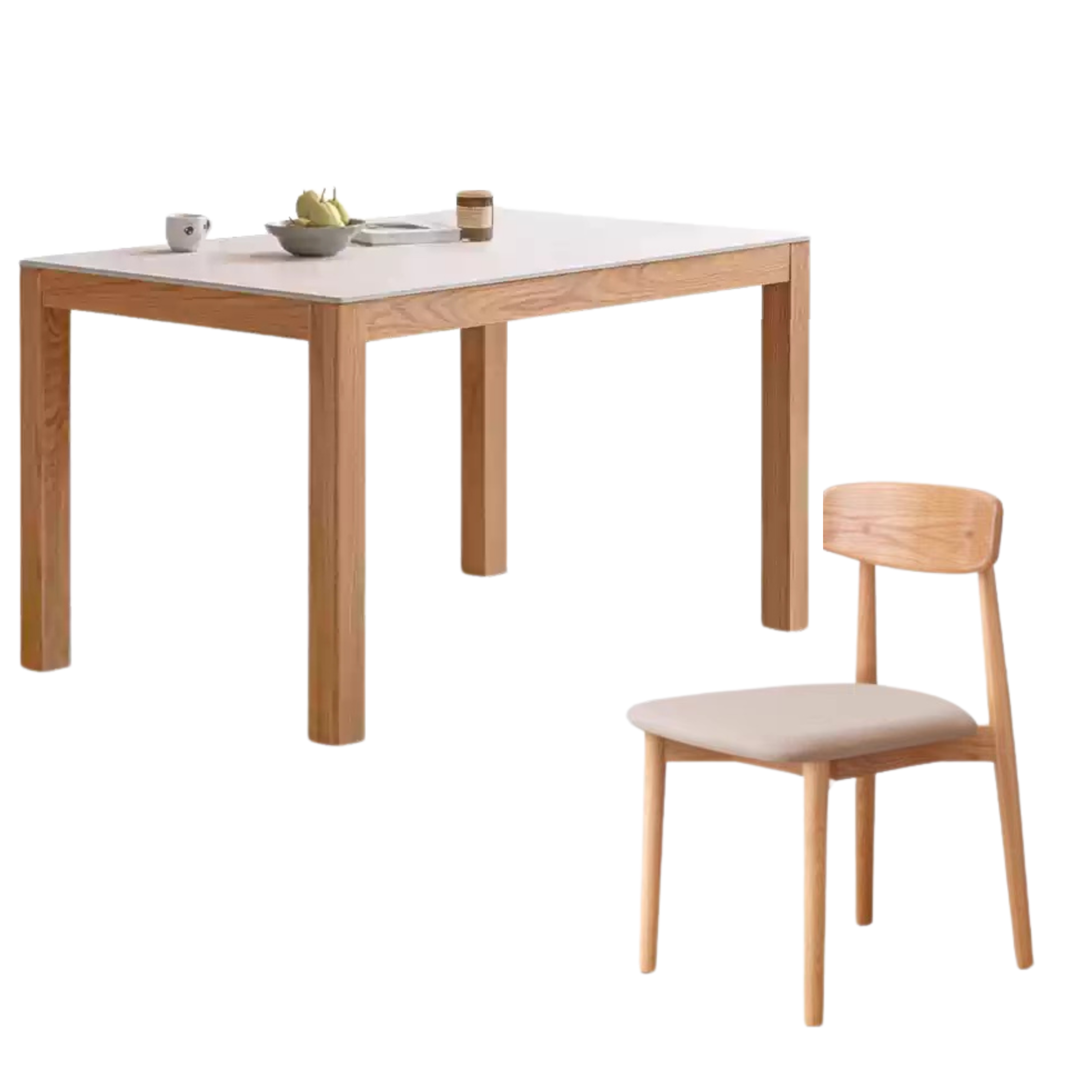 Oak Solid Wood Rectangular Rock Plate Dining Table