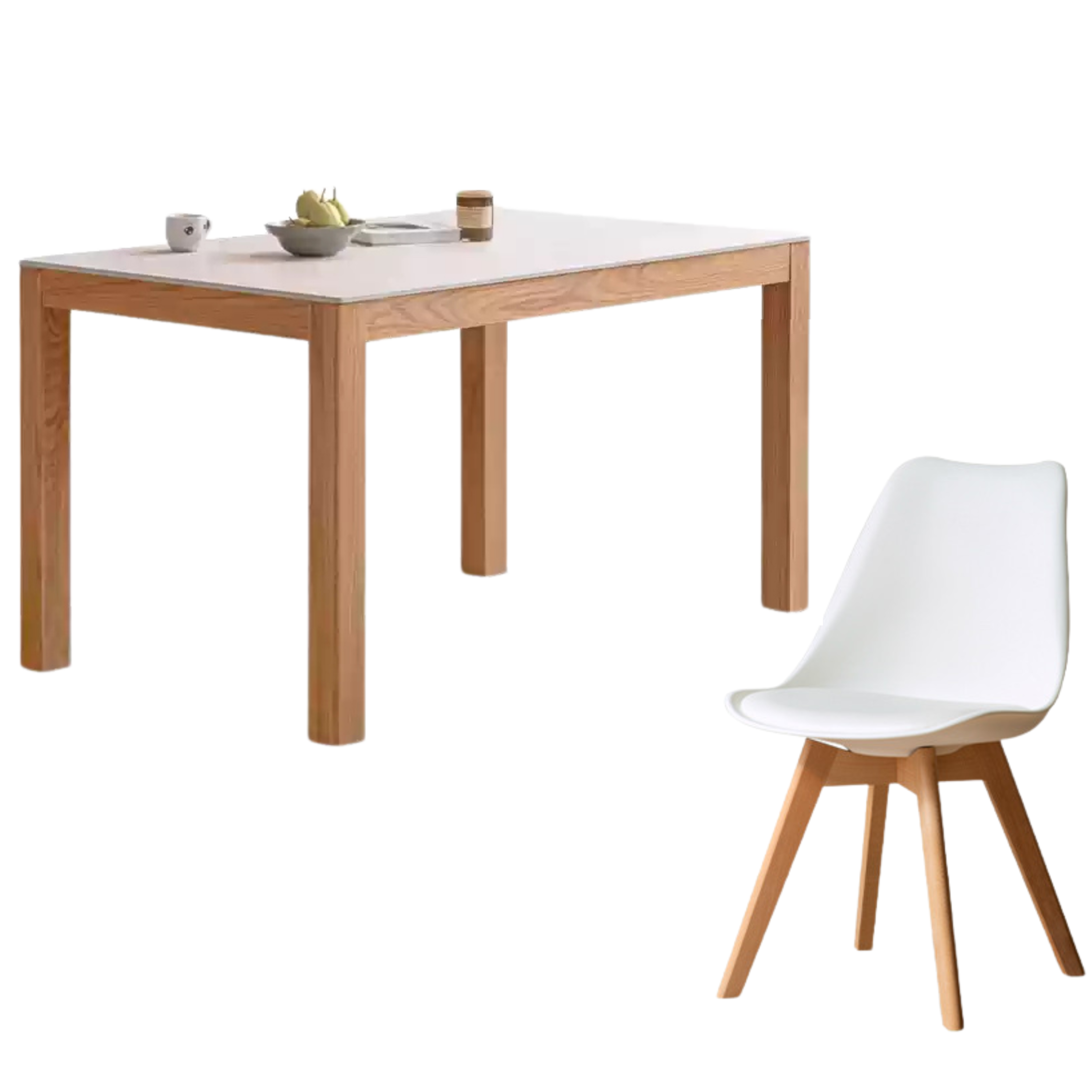 Oak Solid Wood Rectangular Rock Plate Dining Table