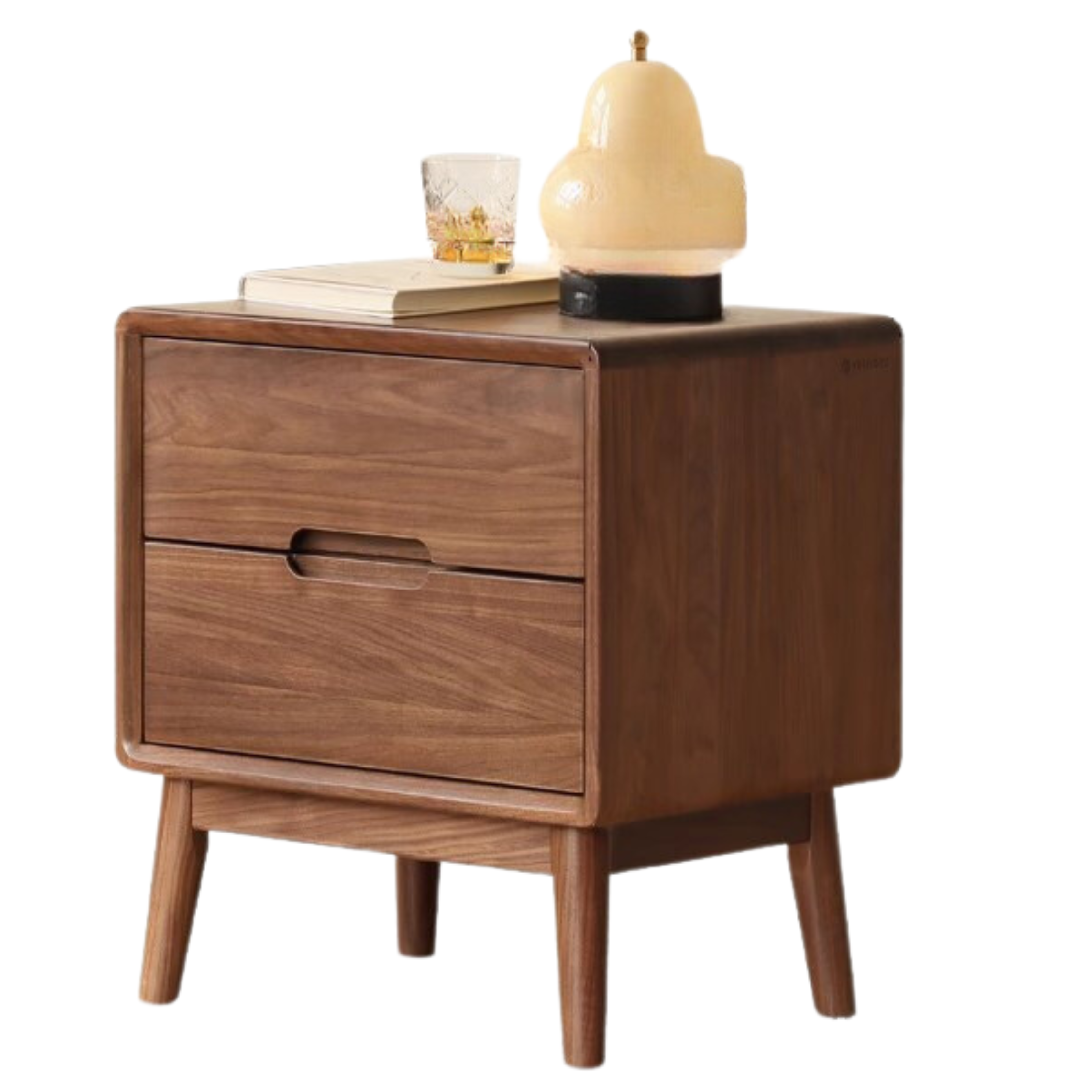 Black Walnut Solid Wood nightstand Storage)