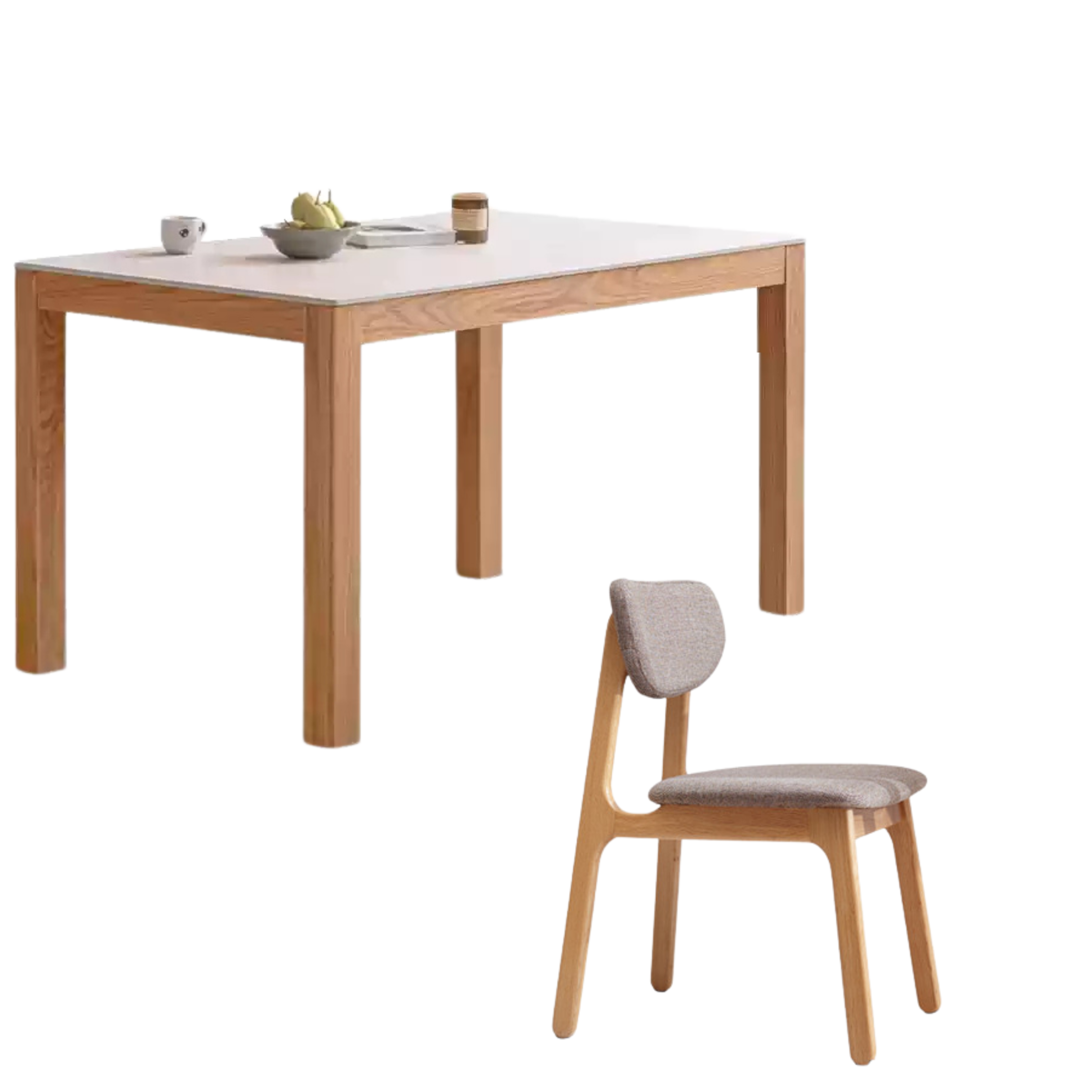 Oak Solid Wood Rectangular Rock Plate Dining Table