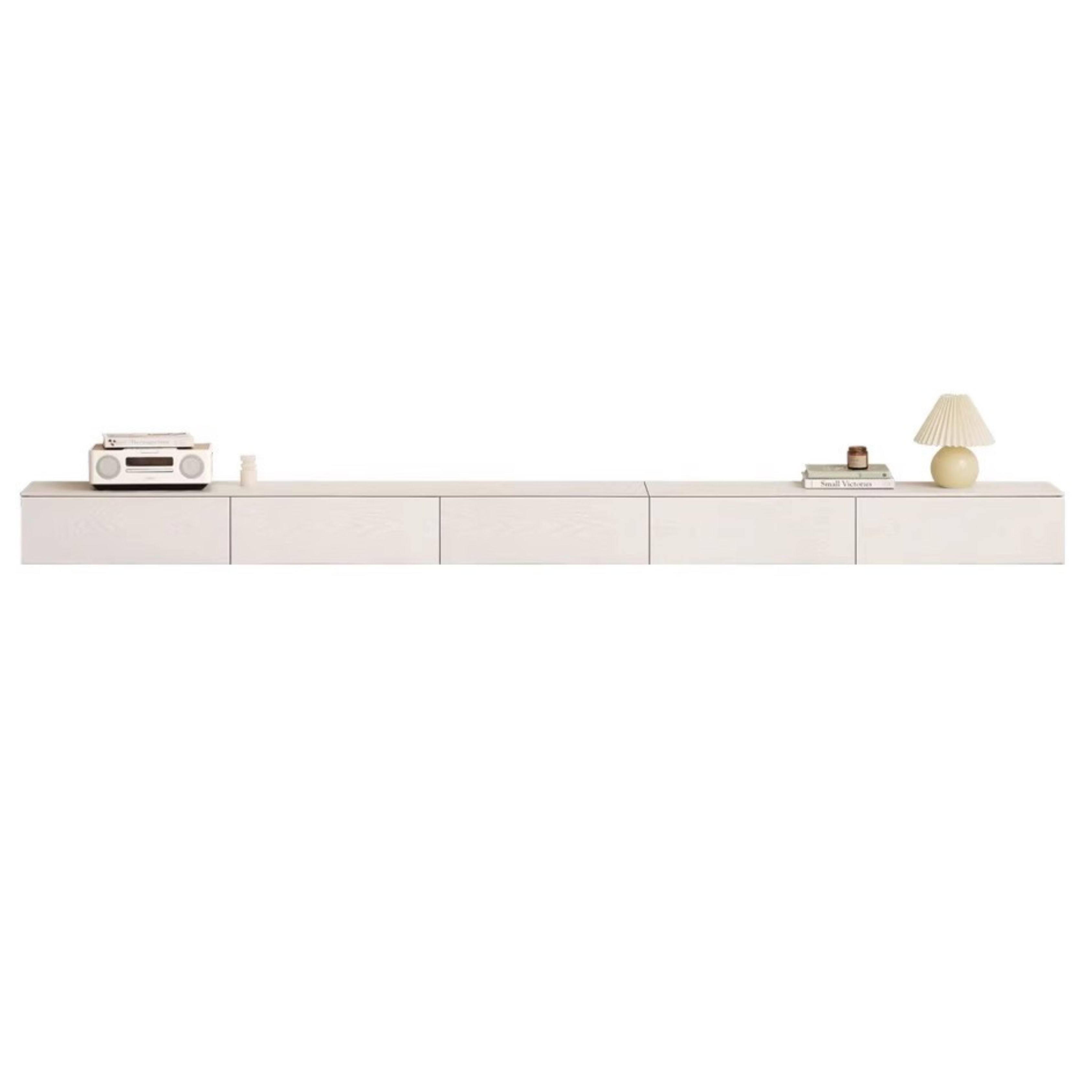 Oak Solid Wood Suspension TV Cabinet White Cream Wind
