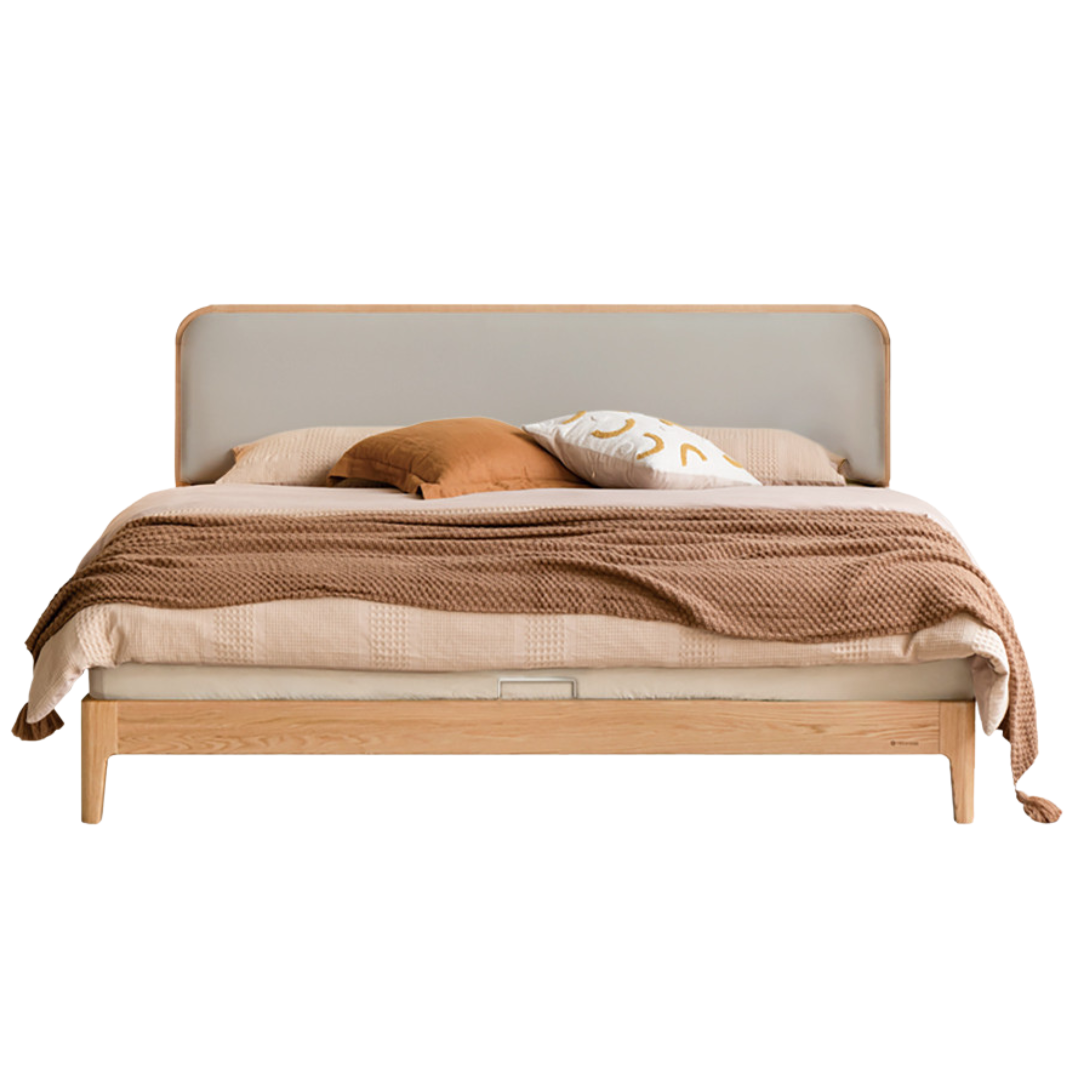 Oak Solid Wood Bed Technology Fabric,suede