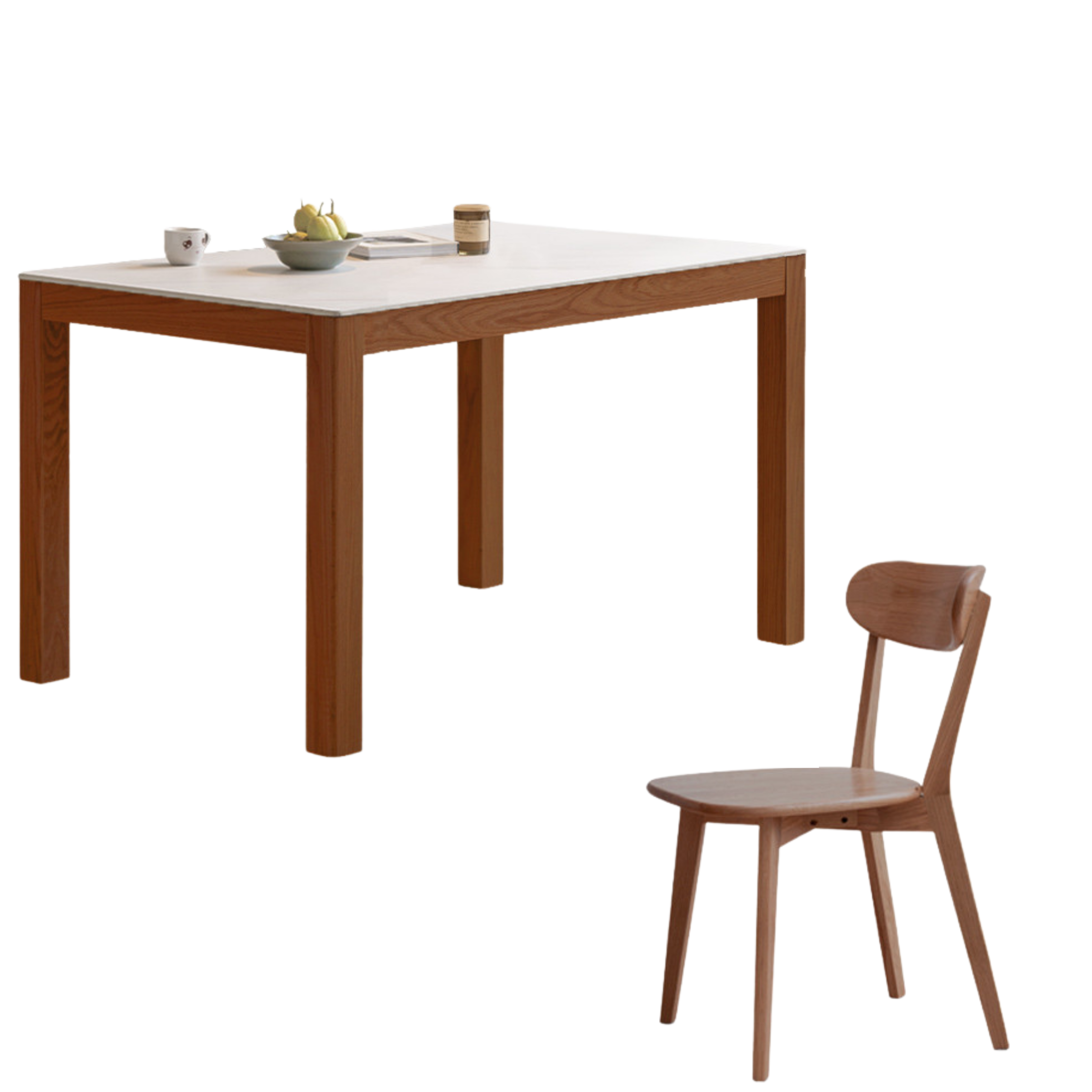 Oak Solid Wood Rectangular Rock Plate Dining Table