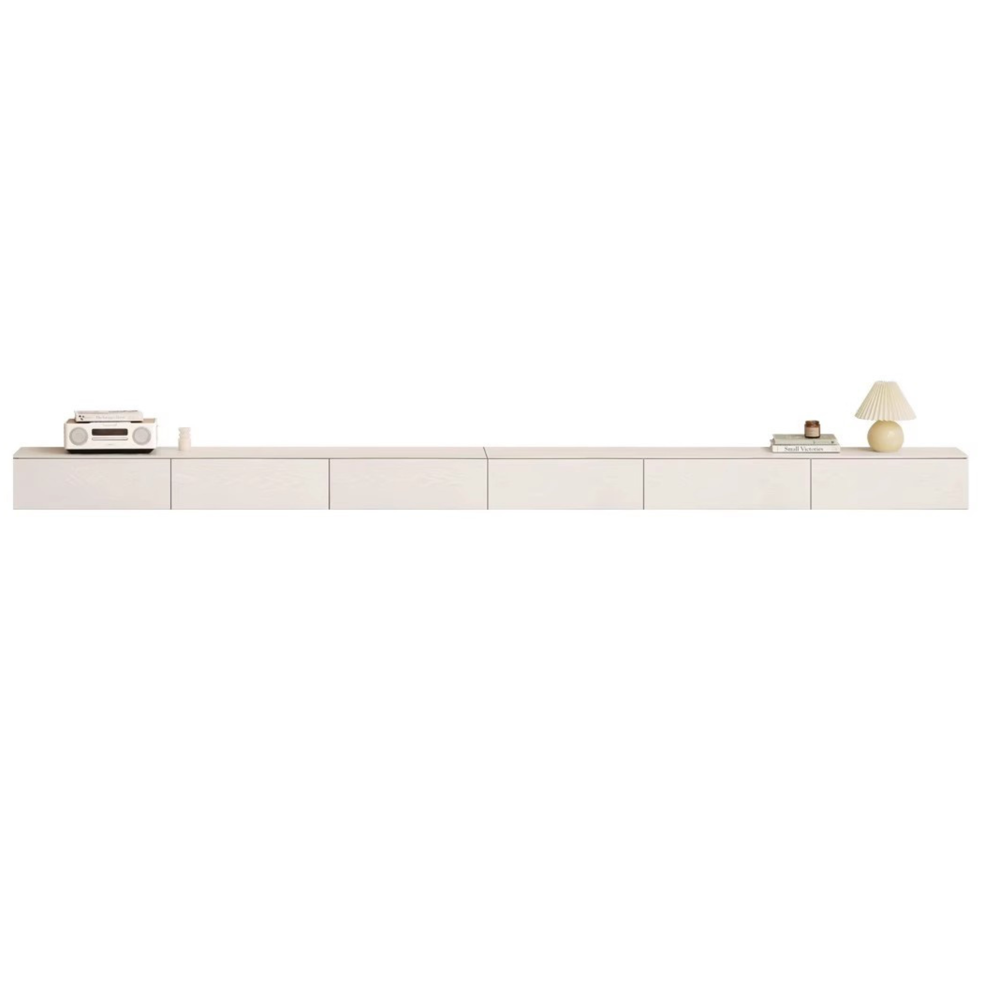 Oak Solid Wood Suspension TV Cabinet White Cream Wind