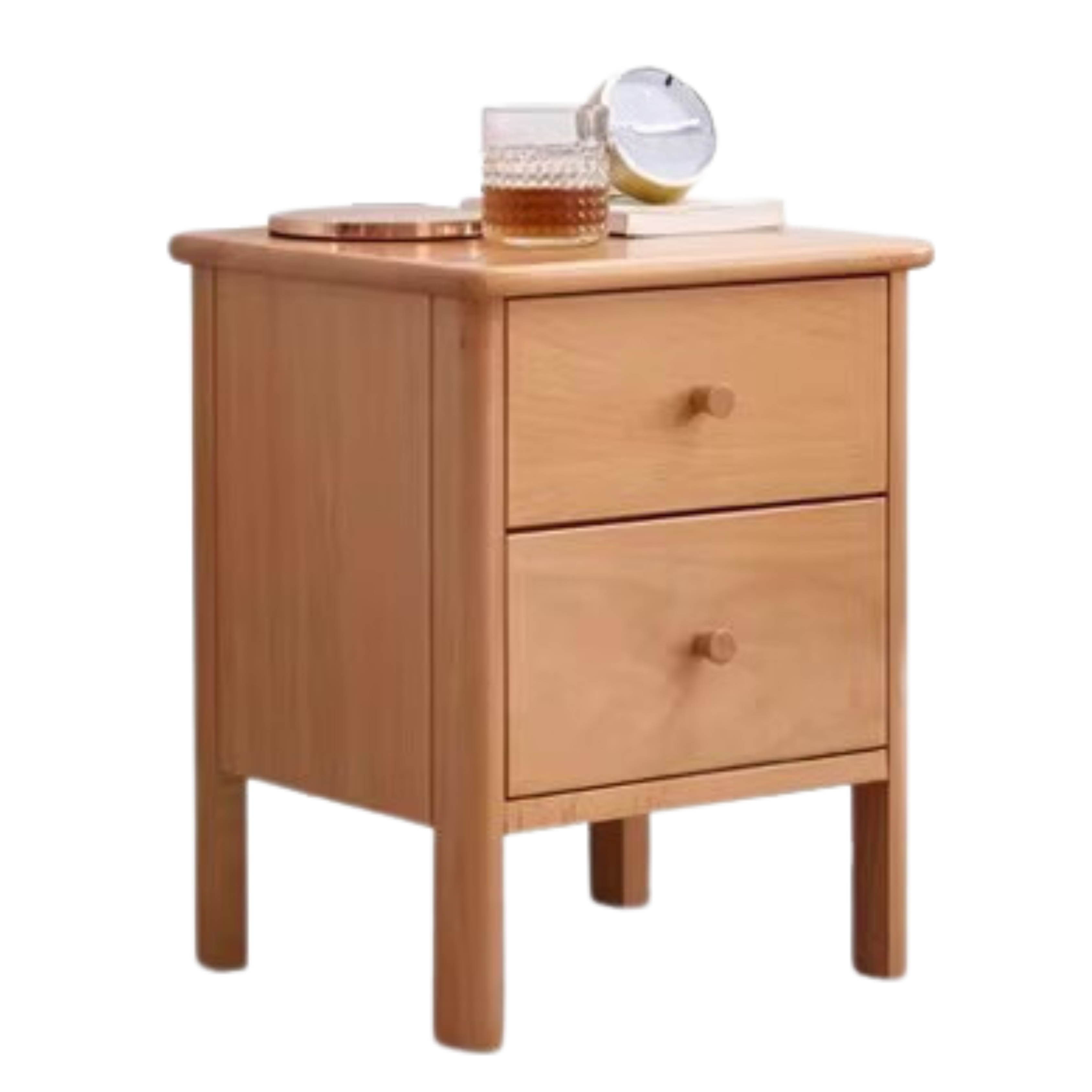 Beech solid wood drawer nightstand)